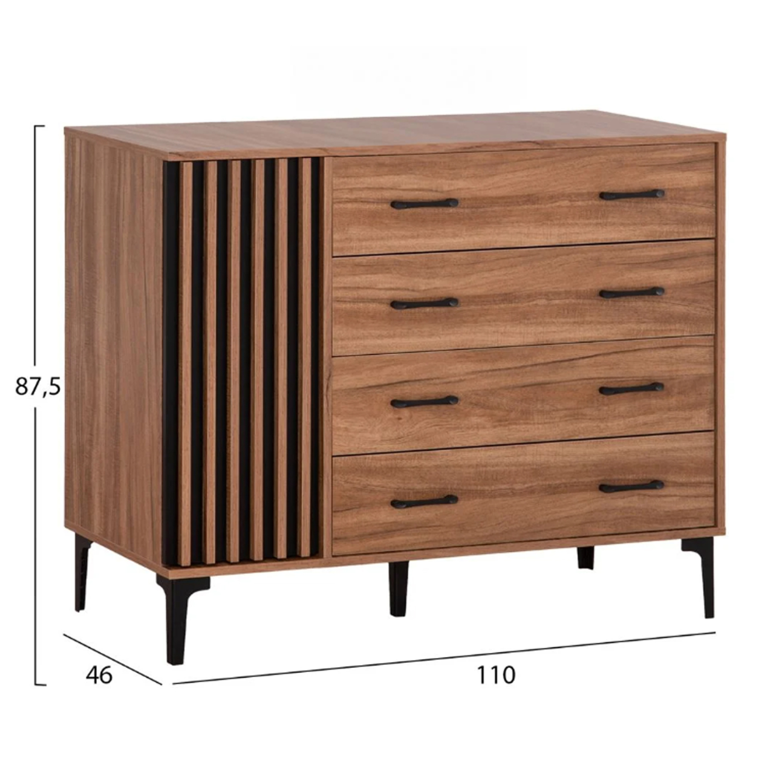 ΣΕΤ ΚΡΕΒΑΤΟΚΑΜΑΡΑΣ 4ΤΜΧ HARRY HM21115 ΜΕΛΑΜΙΝΗ ΣΕ ΦΥΣΙΚΟ ΞΥΛΟΥ & ΜΑΥΡΟ ΧΡΩΜΑ