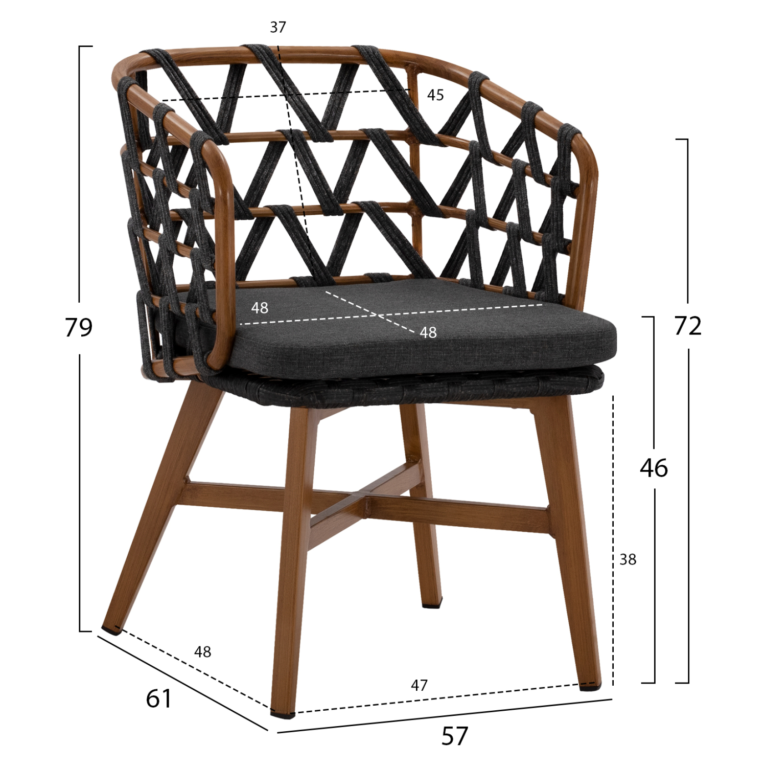 ΠΟΛΥΘΡΟΝΑ ΑΛΟΥΜΙΝΙΟΥ RICKO HM5782.11 ΚΑΦΕ ΣΚΕΛΕΤΟΣ-ΓΚΡΙ ΚΟΡΔΟΝΙ 58x59x78Υ εκ.