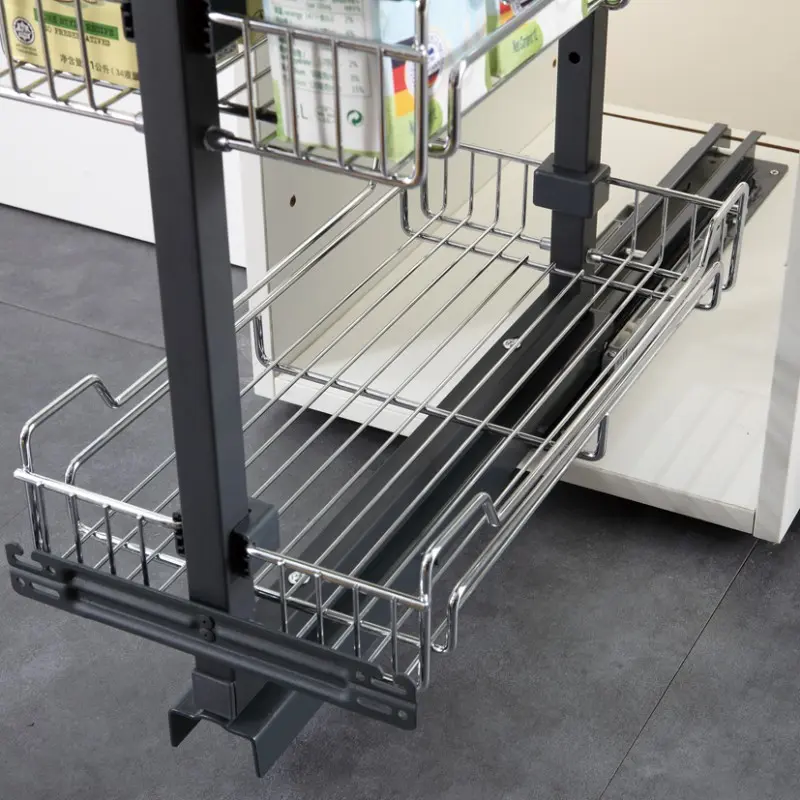 Geman Τροφοθήκη Τηλεσκοπική Με Φρένο 6 Καλάθια Με Μεταλλικό Πάτο Χρώμιο Κ400mm