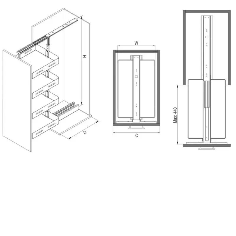 Starax Τροφοθήκη Τηλεσκοπική Με Φρένο Λευκή Για Κ450mm, 5 Καλάθια