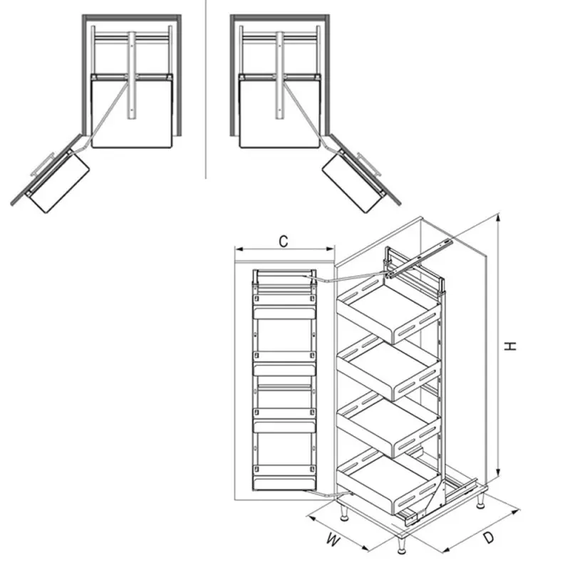 Starax Τροφοθήκη Τηλεσκοπική Διπλή Ανθρακί Για Κ450mm, 4 Καλάθια
