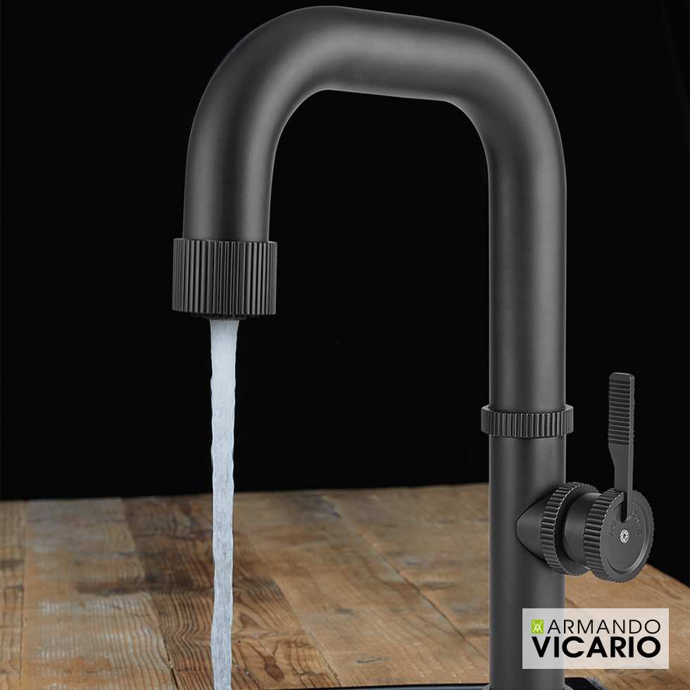 Μπαταρία Νεροχύτη Κουζίνας Raw Vicario Black Matt