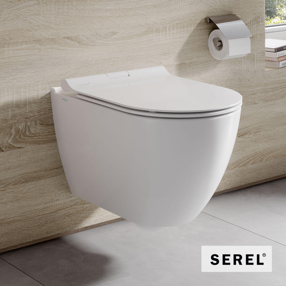 Λεκάνη Κρεμαστή SMART56/52 Rimless με κάλυμμα Slim Soft Close 9001SC, Serel White