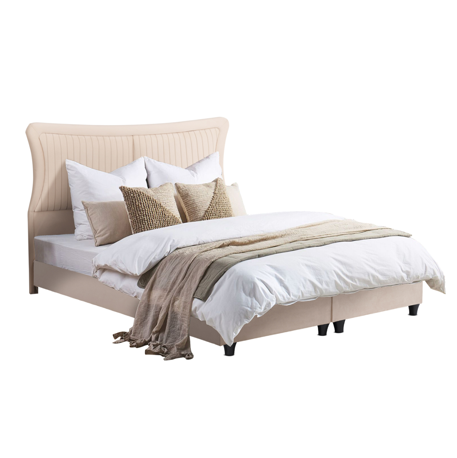 ΚΡEΒΑΤΙ ΔΙΠΛΟ NESTOR HM715 ΜΠΕΖ ΒΕΛΟΥΔΟ ΓΙΑ ΣΤΡΩΜΑ 160x200εκ.