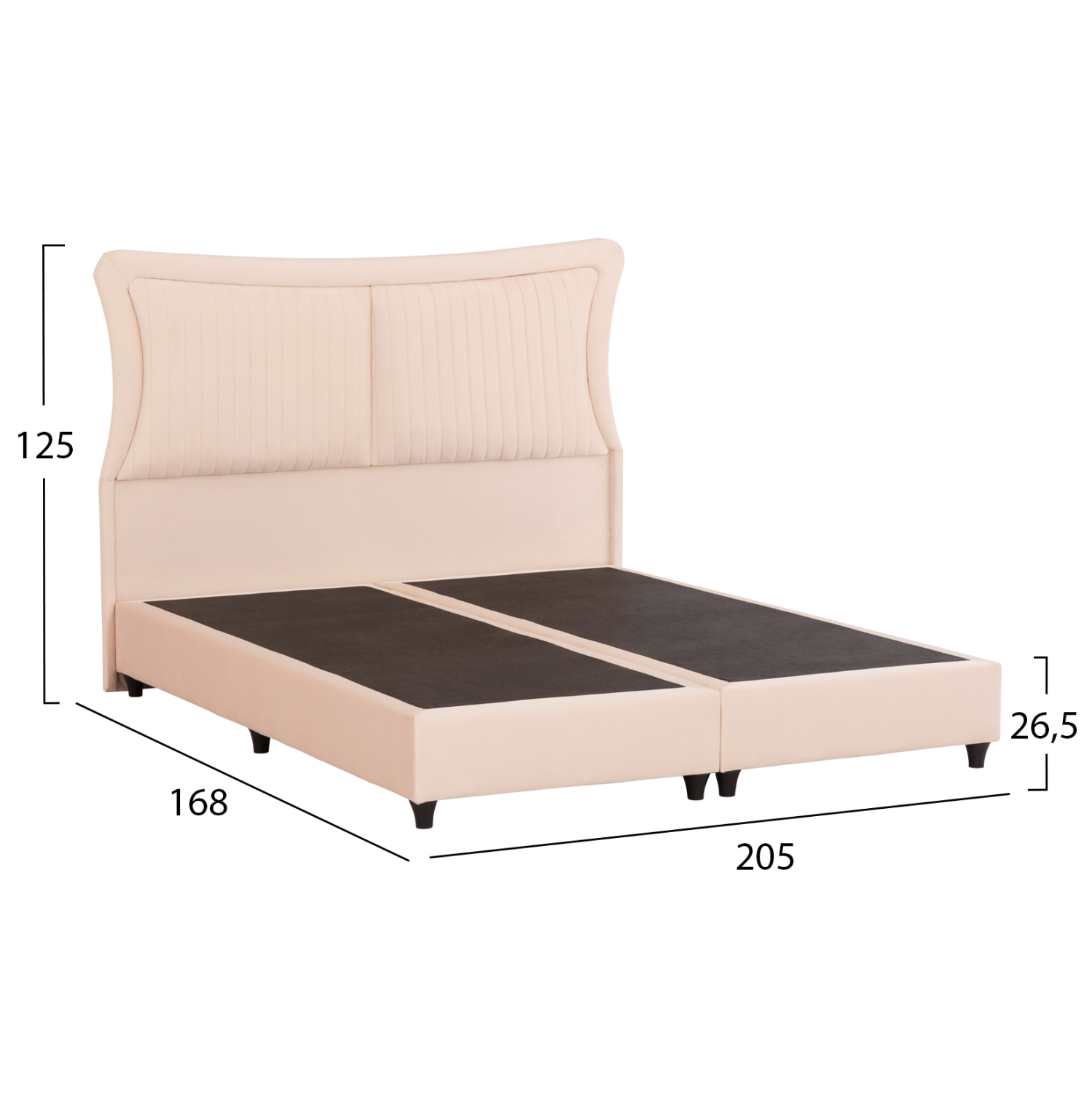 ΚΡEΒΑΤΙ ΔΙΠΛΟ NESTOR HM715 ΜΠΕΖ ΒΕΛΟΥΔΟ ΓΙΑ ΣΤΡΩΜΑ 160x200εκ.