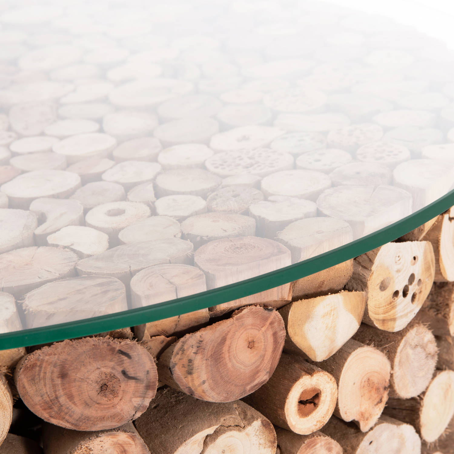 ΤΡΑΠΕΖΙ ΣΑΛΟΝΙΟΥ ΣΤΡΟΓΓΥΛΟ SPARROW HM9963 DRIFTWOOD--ΓΥΑΛΙ Φ65x51,5Υεκ.