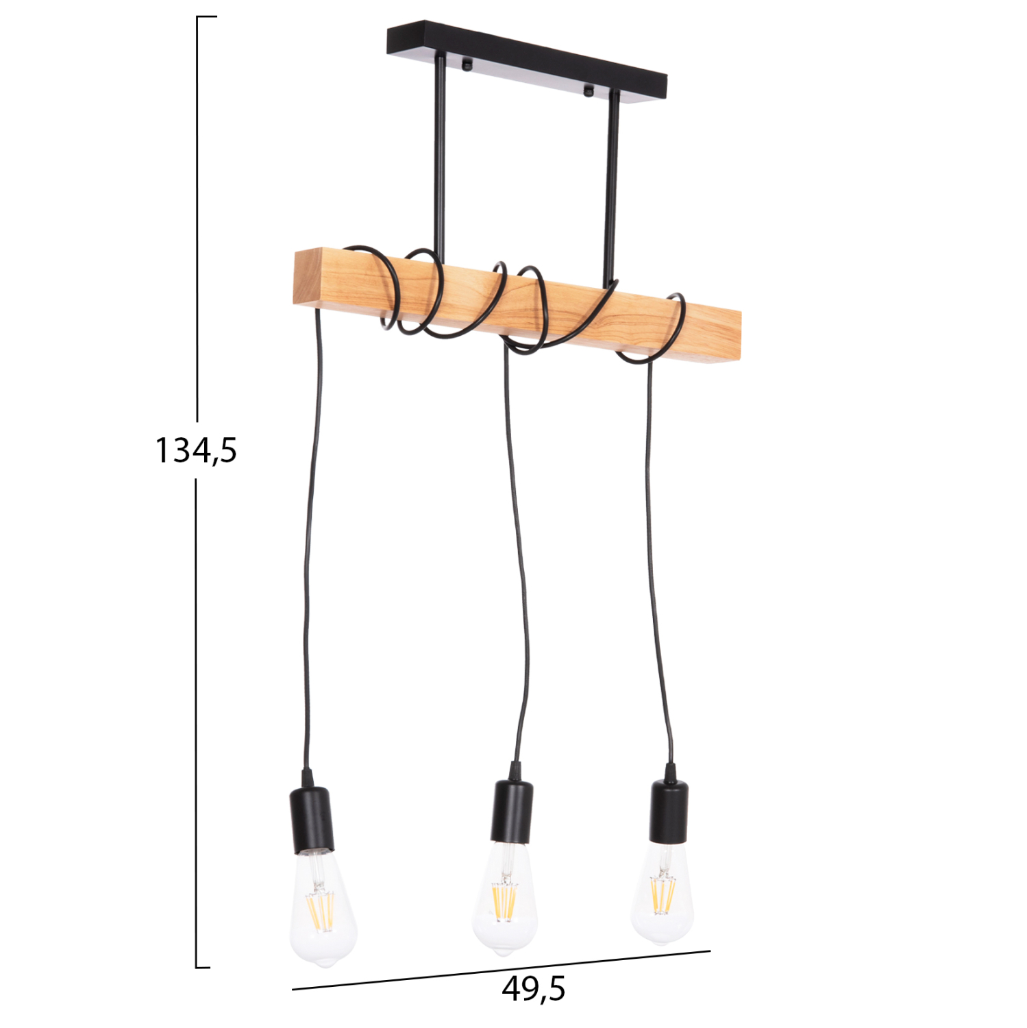 ΦΩΤΙΣΤΙΚΟ ΟΡΟΦΗΣ 3-ΦΩΤΟ VOLKS HM4658 ΜΕΤΑΛΛΟ-ΞΥΛΟ 49,5x5x134,5Υεκ.