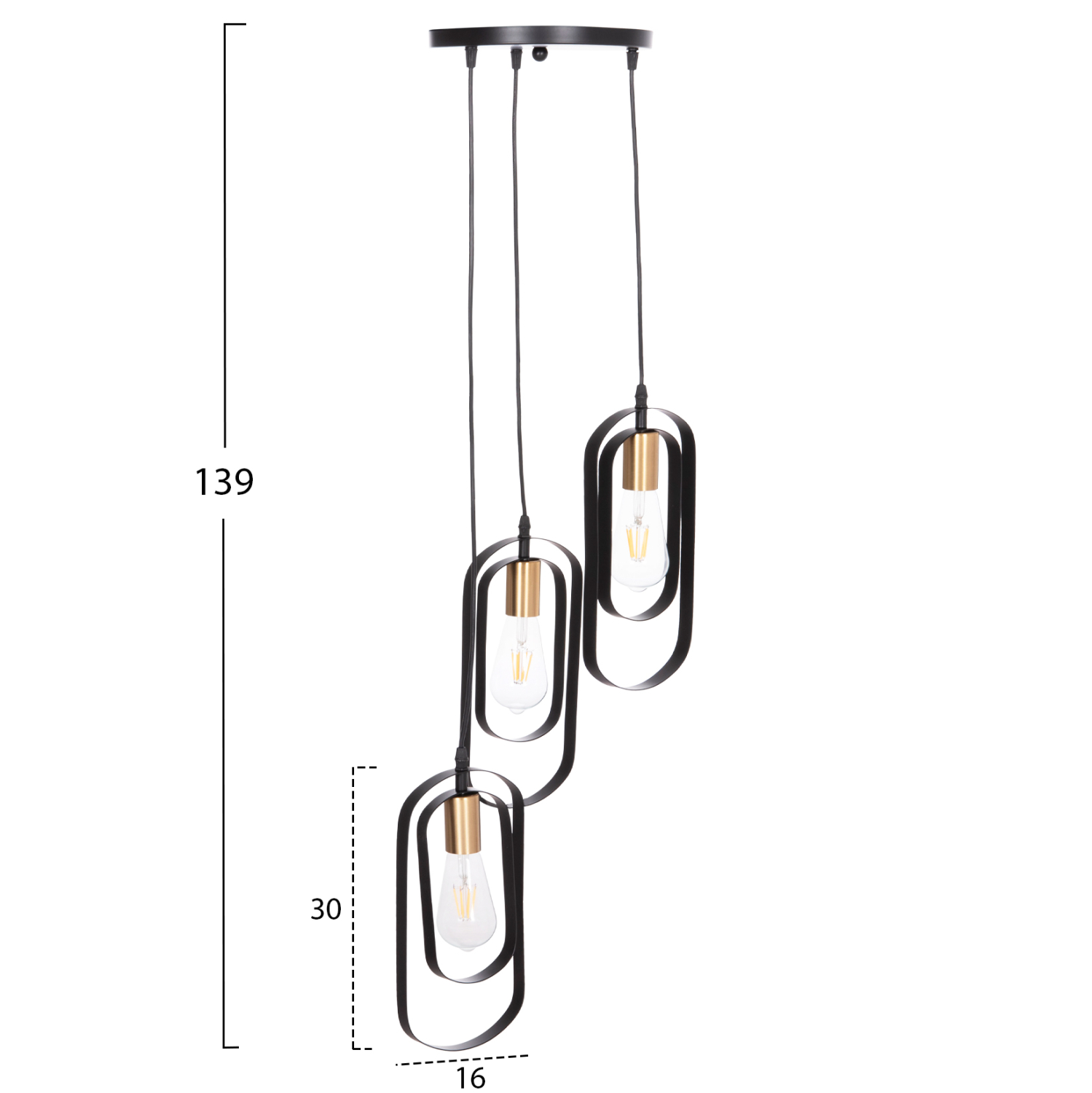 ΦΩΤΙΣΤΙΚΟ ΟΡΟΦΗΣ ΚΡΕΜΑΣΤΟ BIUT HM7528.11 ΜΑΥΡΟ ΜΕΤΑΛΛΟ-ΧΡΥΣΟ ΝΤΟΥΙ Φ23x139Υεκ.