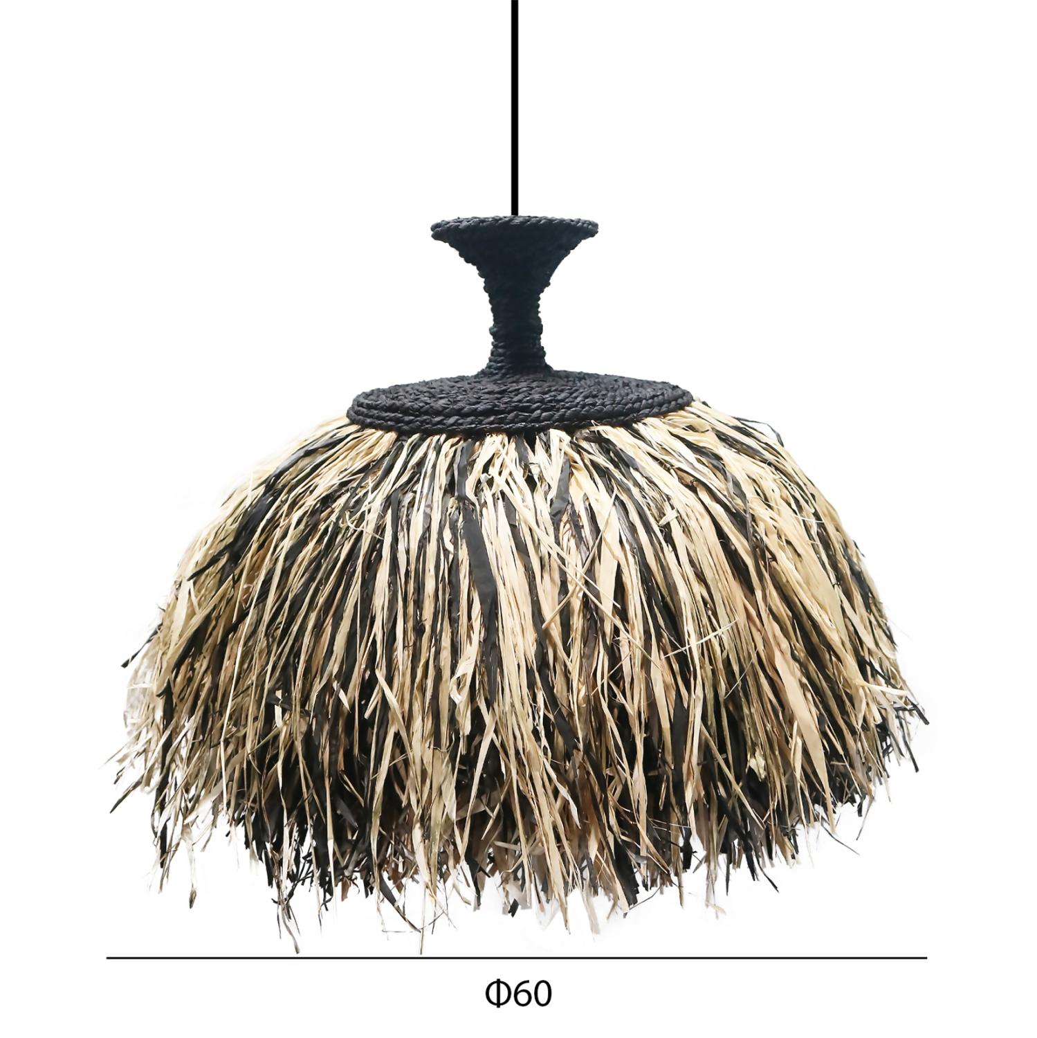 ΦΩΤΙΣΤΙΚΟ ΟΡΟΦΗΣ ORDEM HM4716 ΚΑΠΕΛΟ ΙΝΕΣ SISAL & ΜΠΑΝΑΝΑΣ-ΜΑΥΡΟ & ΦΥΣΙΚΟ Φ60x50Υεκ