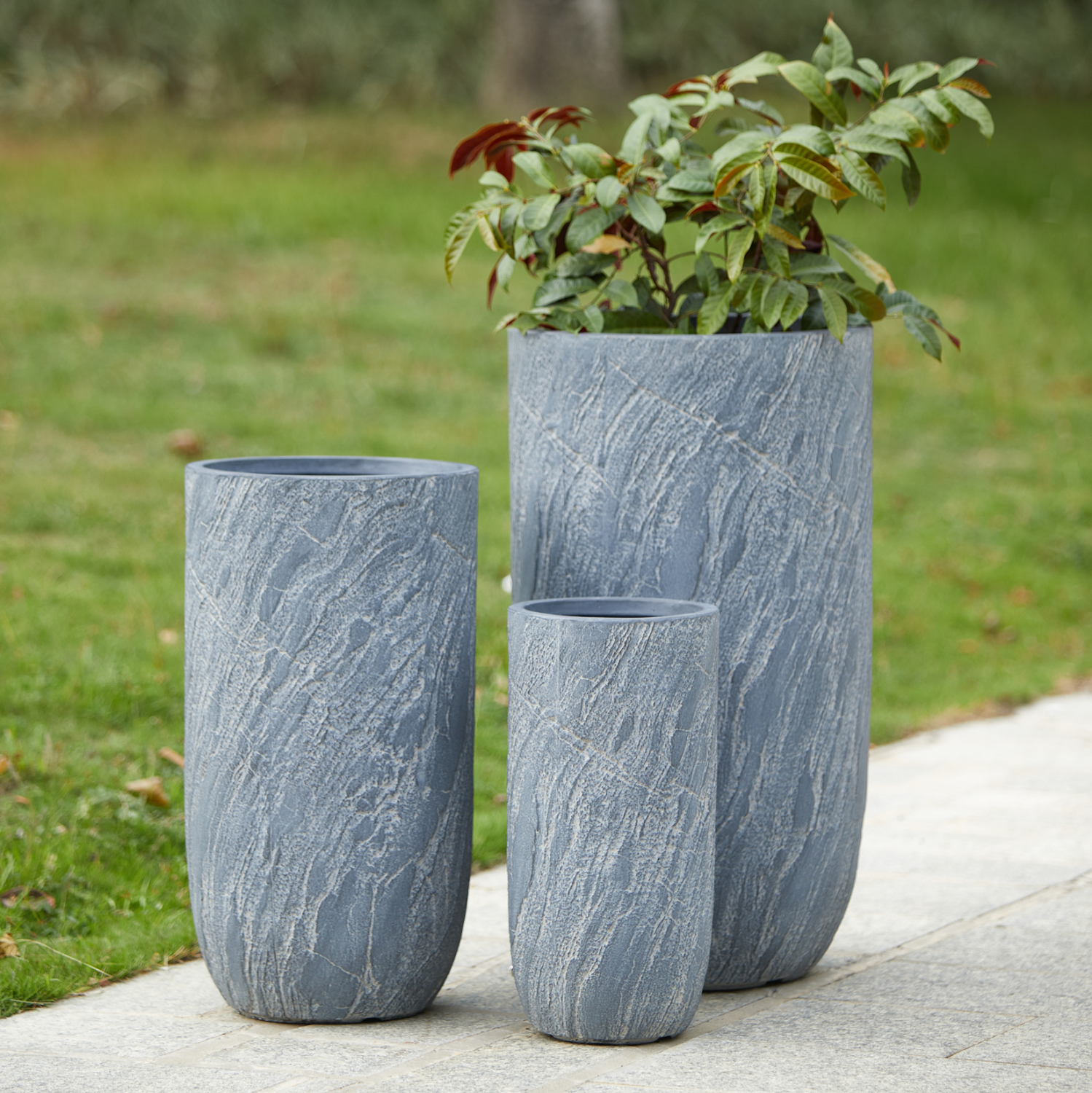 ΣΕΤ 3ΤΜΧ ΓΛΑΣΤΡΕΣ ΚΥΛΙΝΔΡΟΙ ΣΕΙΡΑ GARDENER HM4720 FIBERCLAY-ΧΡΩΜΑ CEMENT Φ44x79Υεκ