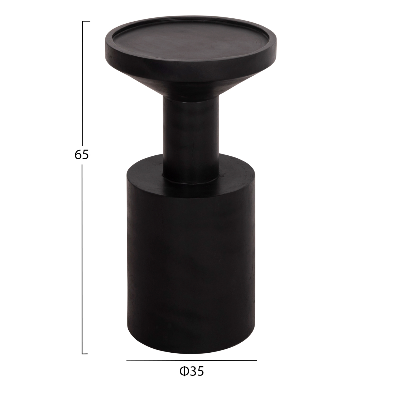 ΤΡΑΠΕΖΙ ΒΟΗΘΗΤΙΚΟ BERMAL HM9889.12 ΜΑΣΙΦ ΞΥΛΟ SUAR ΣΕ ΜΑΥΡΟ Φ35x65Υεκ.