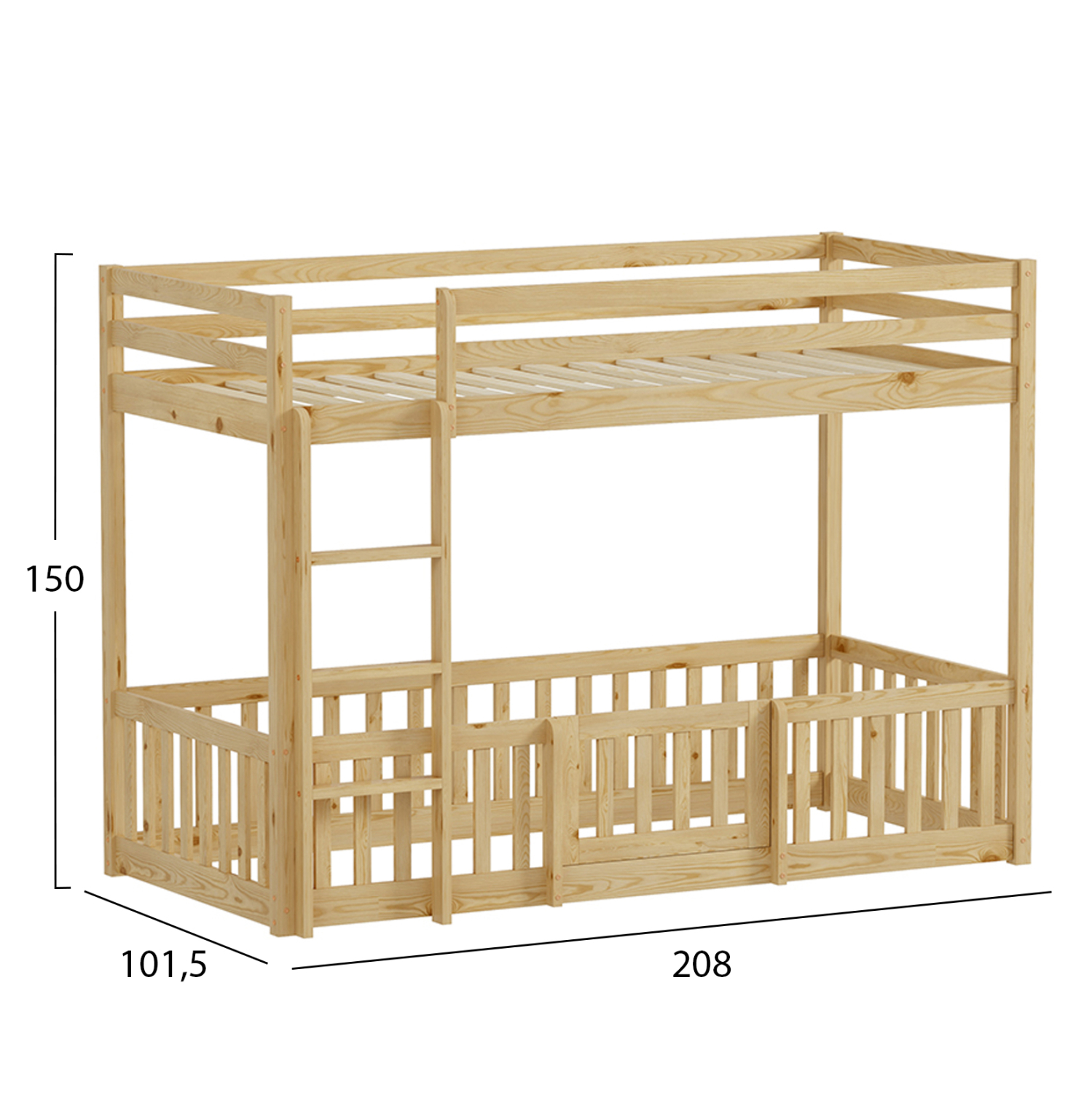 ΠΑΙΔΙΚΗ ΚΟΥΚΕΤΑ τ.MONTESSORI ΜΕ ΠΑΡΚΑΚΙ PLAYKID HM703.01 ΞΥΛΟ ΠΕΥΚΟΥ ΦΥΣΙΚΟ ΓΙΑ 190x90εκ