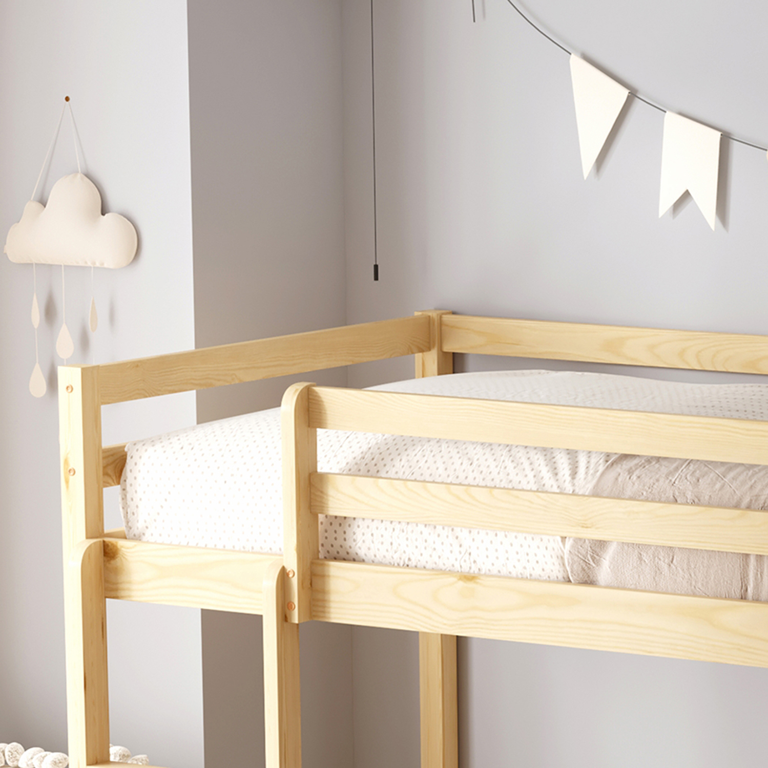 ΠΑΙΔΙΚΗ ΚΟΥΚΕΤΑ τ.MONTESSORI ΜΕ ΠΑΡΚΑΚΙ PLAYKID HM703.01 ΞΥΛΟ ΠΕΥΚΟΥ ΦΥΣΙΚΟ ΓΙΑ 190x90εκ