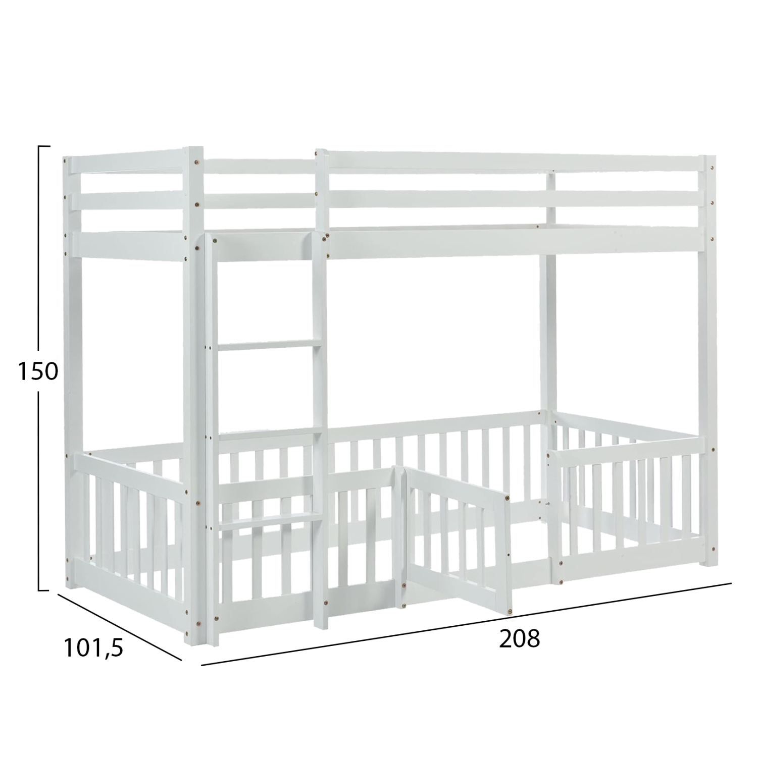 ΠΑΙΔΙΚΗ ΚΟΥΚΕΤΑ τ.MONTESSORI ΜΕ ΠΑΡΚΑΚΙ PLAYKID HM703.03 ΞΥΛΟ ΠΕΥΚΟΥ ΛΕΥΚΟ ΓΙΑ 190x90εκ