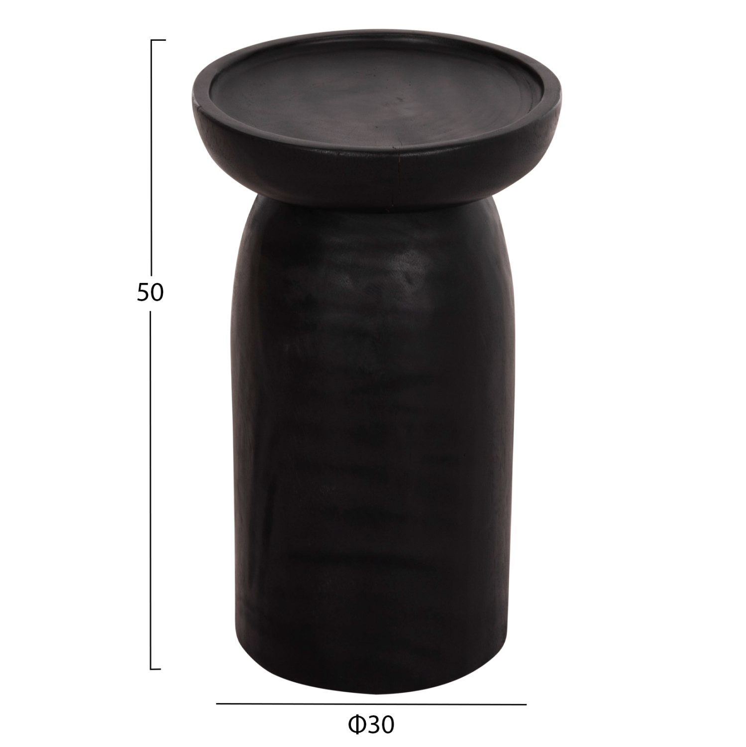 ΤΡΑΠΕΖΙ ΒΟΗΘΗΤΙΚΟ LOKI HM9899.12 ΜΑΣΙΦ ΞΥΛΟ SUAR ΣΕ ΜΑΥΡΟ Φ30x50Υεκ.