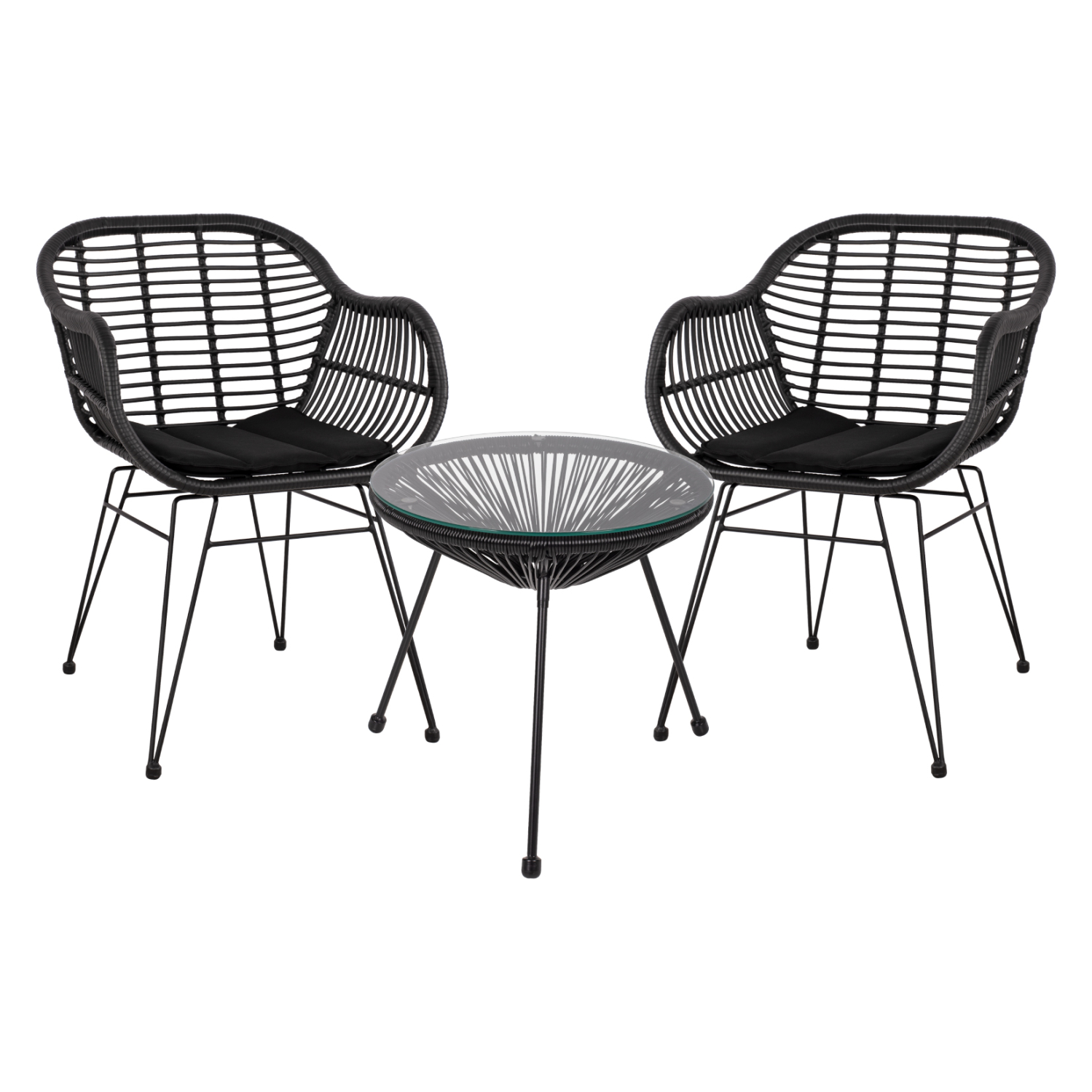 ΣΕΤ ΤΡΑΠΕΖΑΡΙΑΣ 3ΤΜΧ HM11871 ΜΕΤΑΛΛΟ & RATTAN ΣΕ ΜΑΥΡΟ ΧΡΩΜΑ