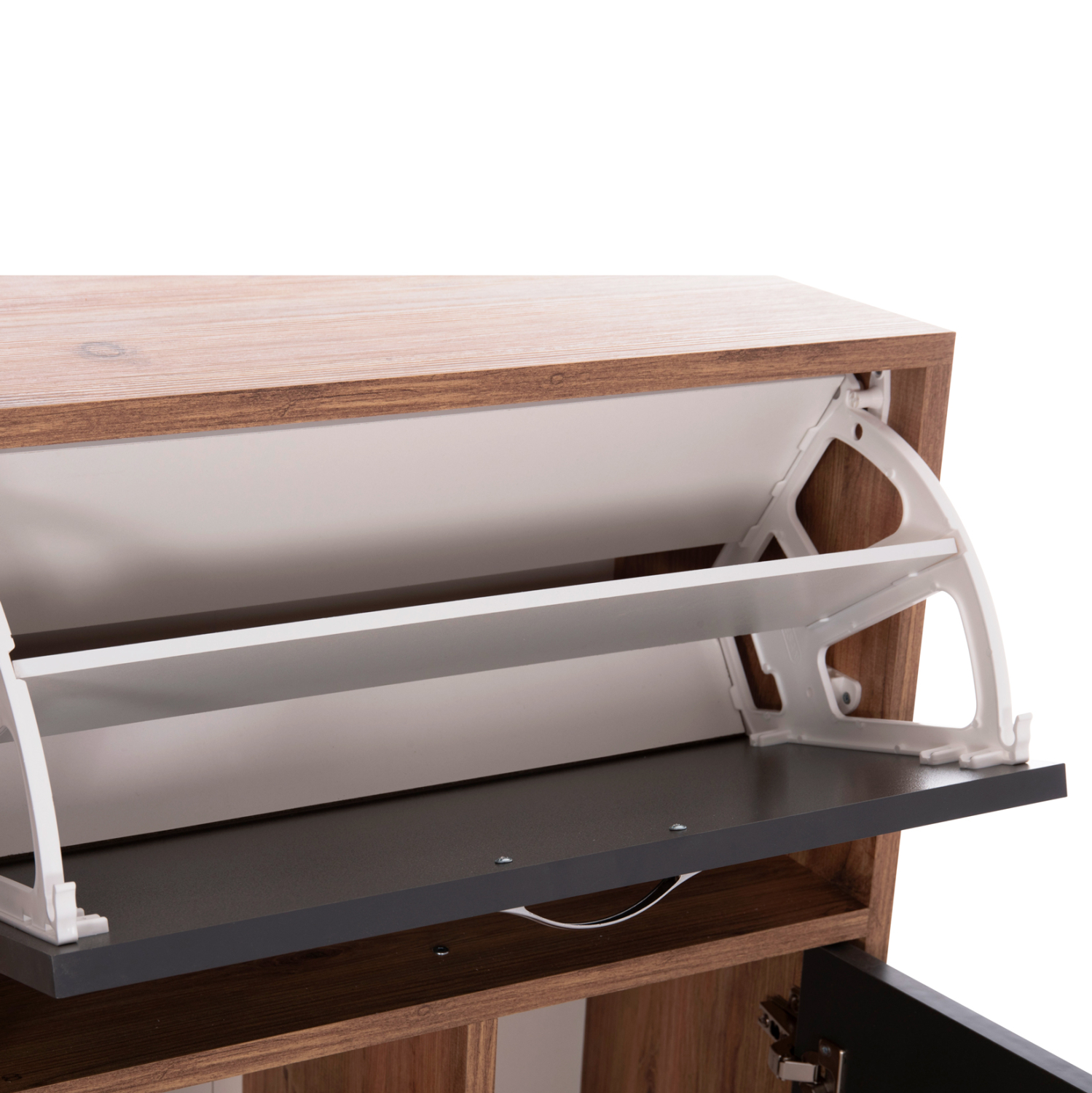 ΠΑΠΟΥΤΣΟΘΗΚΗ MEDY HM18187.02 ΜΕΛΑΜΙΝΗ ΣΕ ΦΥΣΙΚΟ & ΑΝΘΡΑΚΙ-ΜΑΥΡΑ ΠΟΔΙΑ 85x30x108.5Υεκ