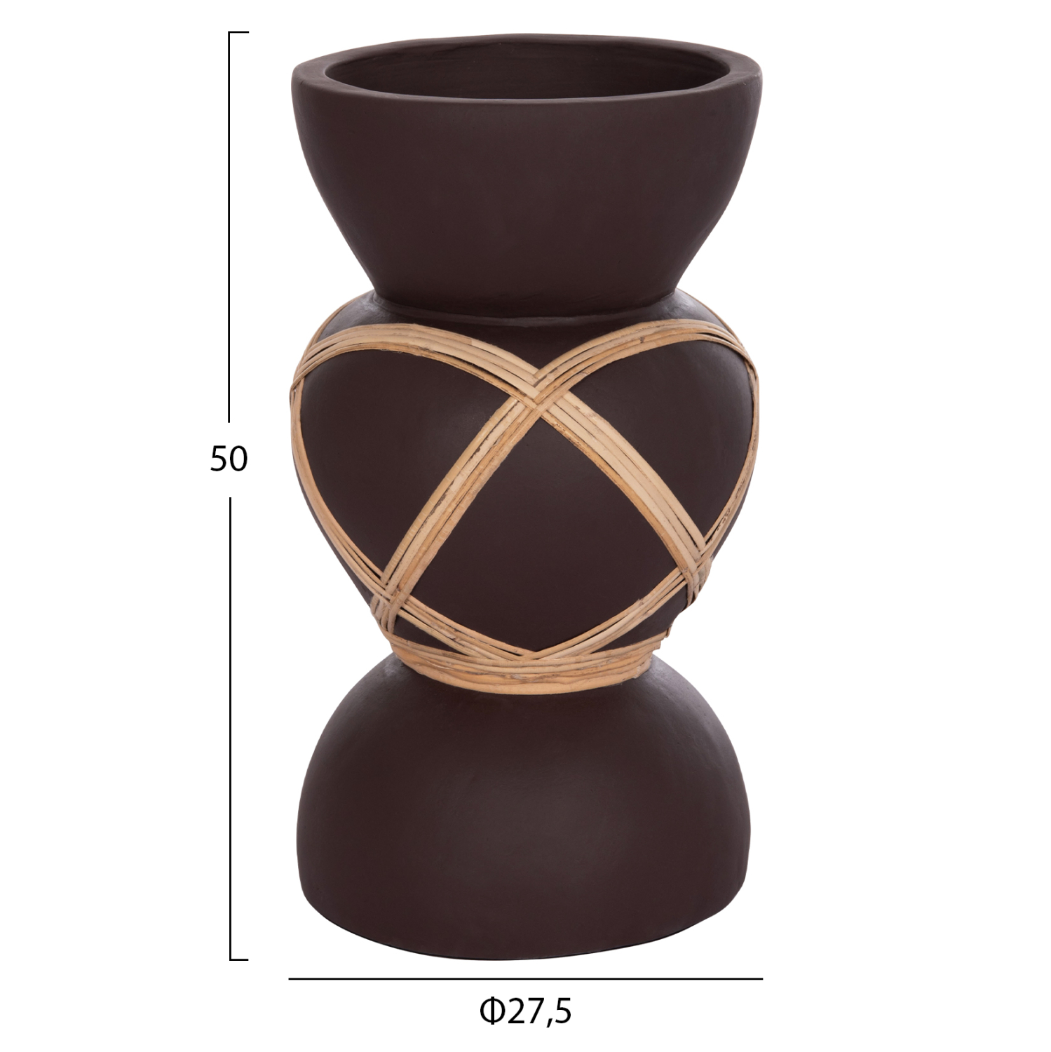 ΔΙΑΚΟΣΜΗΤΙΚΟ ΒΑΖΟ ΔΑΠΕΔΟΥ MAYNARD HM4672.07S TERRACOTTA ΣΟΚΟΛΑΤΙ-RATTAN Φ27.5x50Υεκ