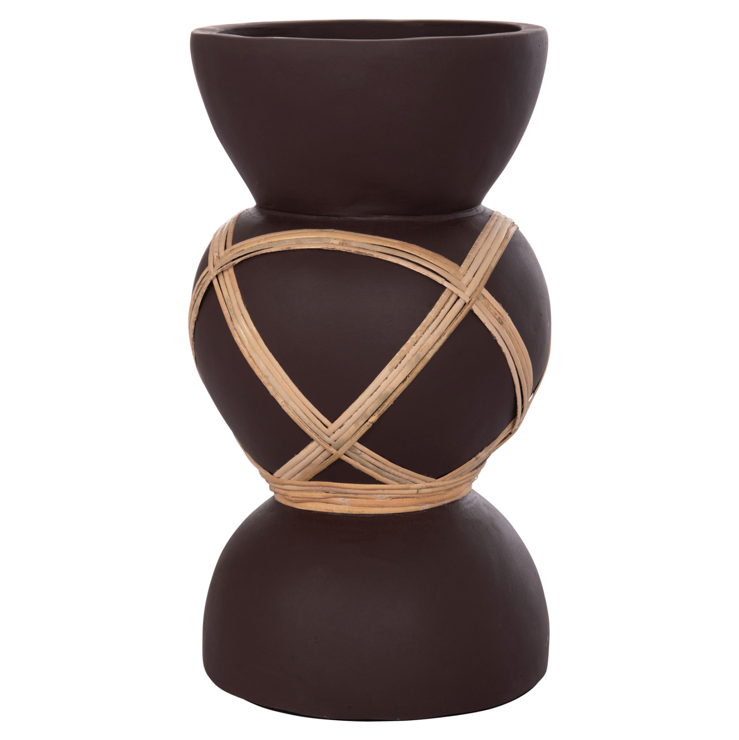 ΔΙΑΚΟΣΜΗΤΙΚΟ ΒΑΖΟ ΔΑΠΕΔΟΥ MAYNARD HM4672.07S TERRACOTTA ΣΟΚΟΛΑΤΙ-RATTAN Φ27.5x50Υεκ