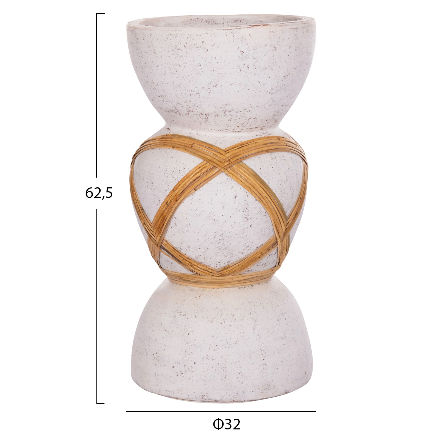 ΔΙΑΚΟΣΜΗΤΙΚΟ ΒΑΖΟ ΔΑΠΕΔΟΥ MAYNARD HM4672.02L TERRACOTTA ΛΕΥΚΟ--RATTAN Φ32x62.5Υεκ.