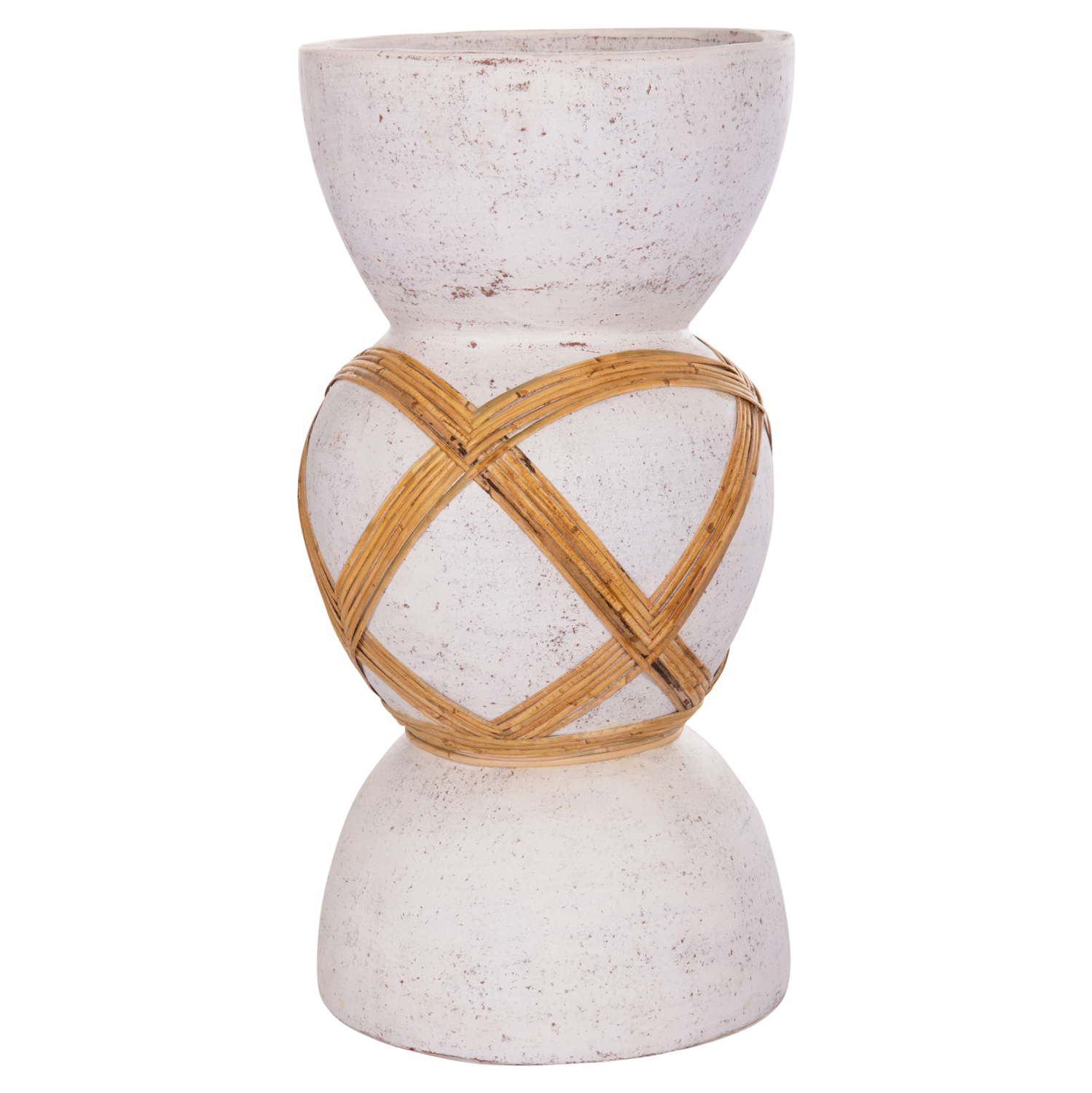 ΔΙΑΚΟΣΜΗΤΙΚΟ ΒΑΖΟ ΔΑΠΕΔΟΥ MAYNARD HM4672.02L TERRACOTTA ΛΕΥΚΟ--RATTAN Φ32x62.5Υεκ.