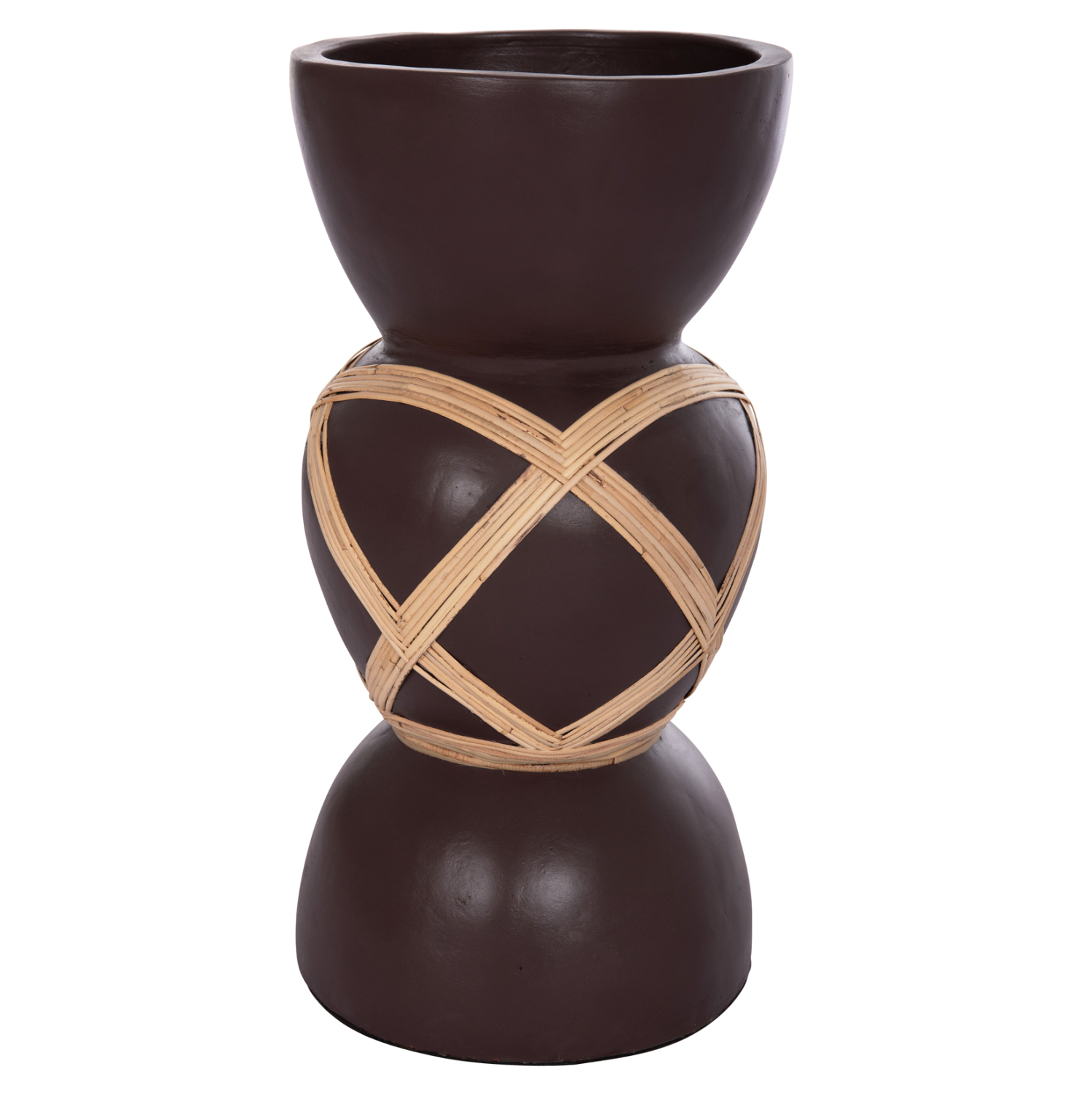 ΔΙΑΚΟΣΜΗΤΙΚΟ ΒΑΖΟ ΔΑΠΕΔΟΥ MAYNARD HM4672.07L TERRACOTTA ΣΟΚΟΛΑΤΙ-RATTAN Φ32x62.5Υεκ