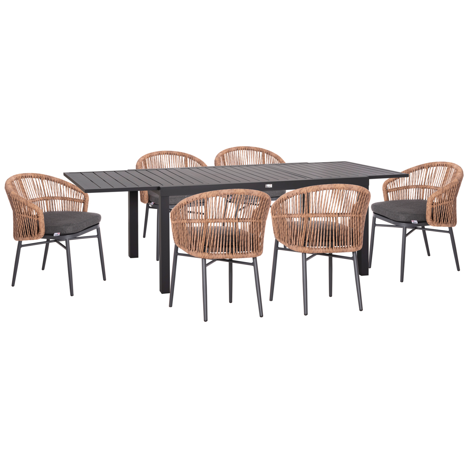 ΣΕΤ ΤΡΑΠΕΖΑΡΙΑΣ ΕΞ.ΧΩΡΟΥ 7ΤΜΧ KRUM HM21155 ΣΚΟΥΡΟ ΓΚΡΙ ΑΛΟΥΜΙΝΙΟ-P.E.RATTAN