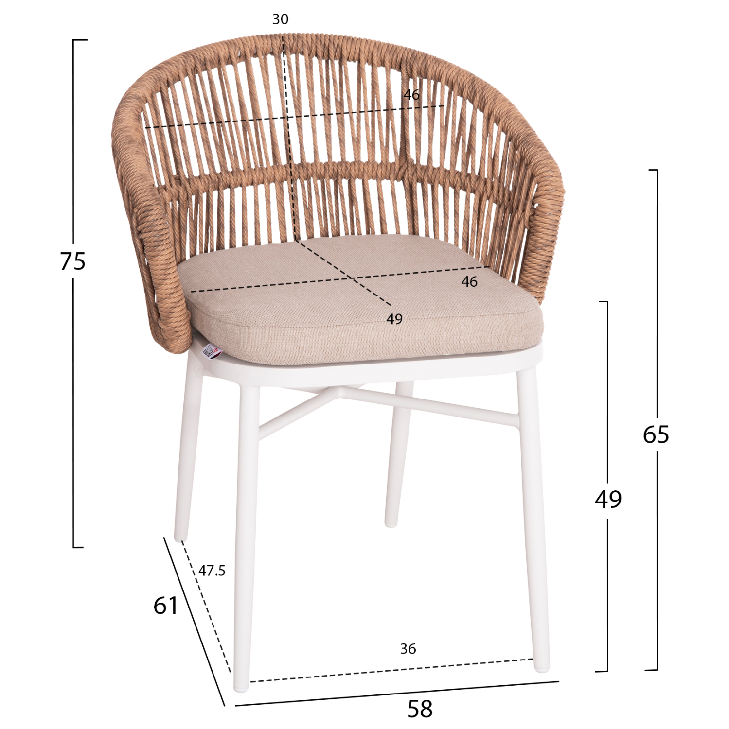 ΣΕΤ ΤΡΑΠΕΖΑΡΙΑΣ ΕΞ.ΧΩΡΟΥ 7ΤΜΧ KRUM HM21148 ΛΕΥΚΟ ΑΛΟΥΜΙΝΙΟ-P.E.RATTAN
