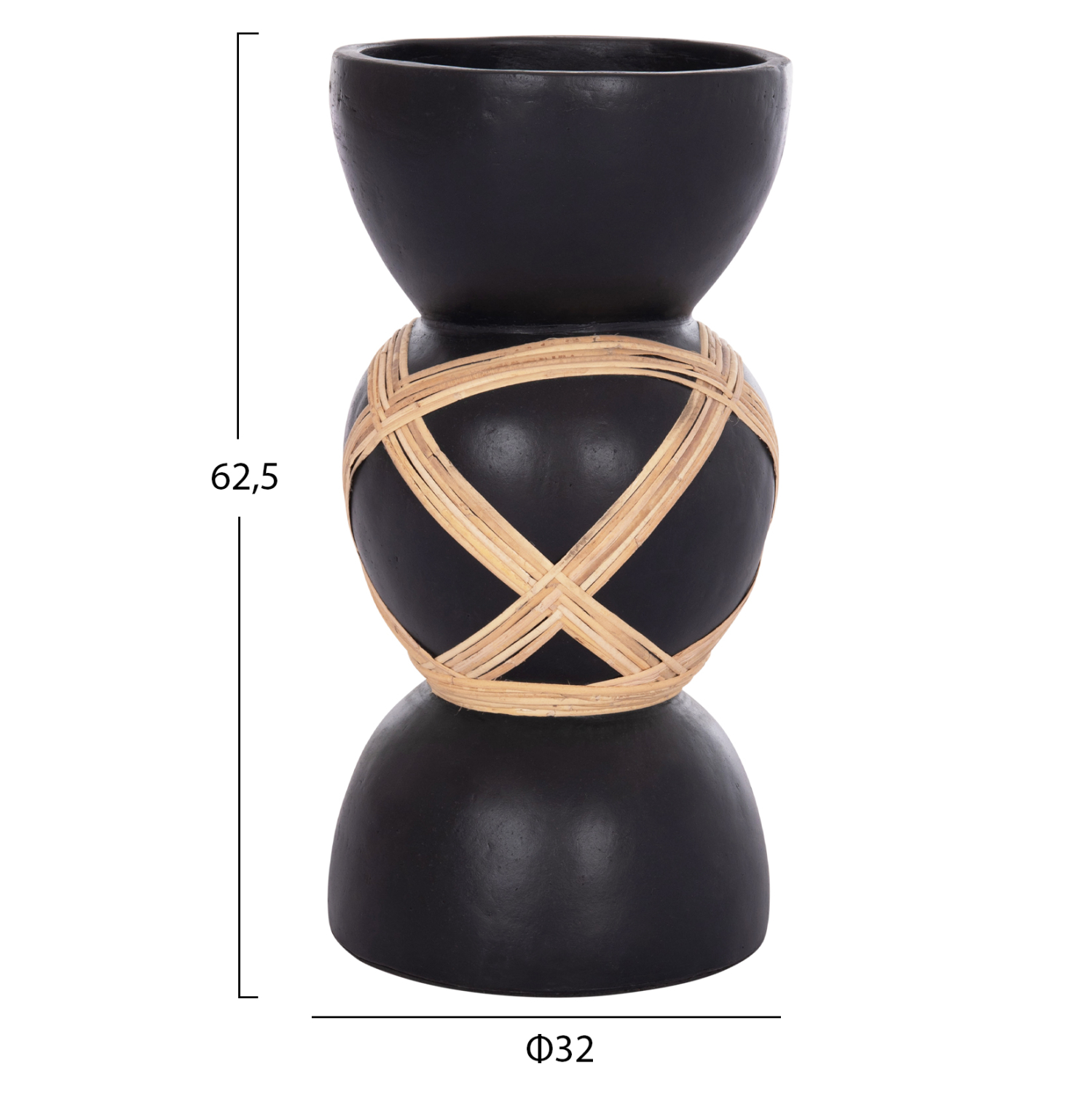 ΔΙΑΚΟΣΜΗΤΙΚΟ ΒΑΖΟ ΔΑΠΕΔΟΥ MAYNARD HM4672.01L TERRACOTTA ΜΑΥΡΟ-RATTAN Φ32x62.5Υεκ