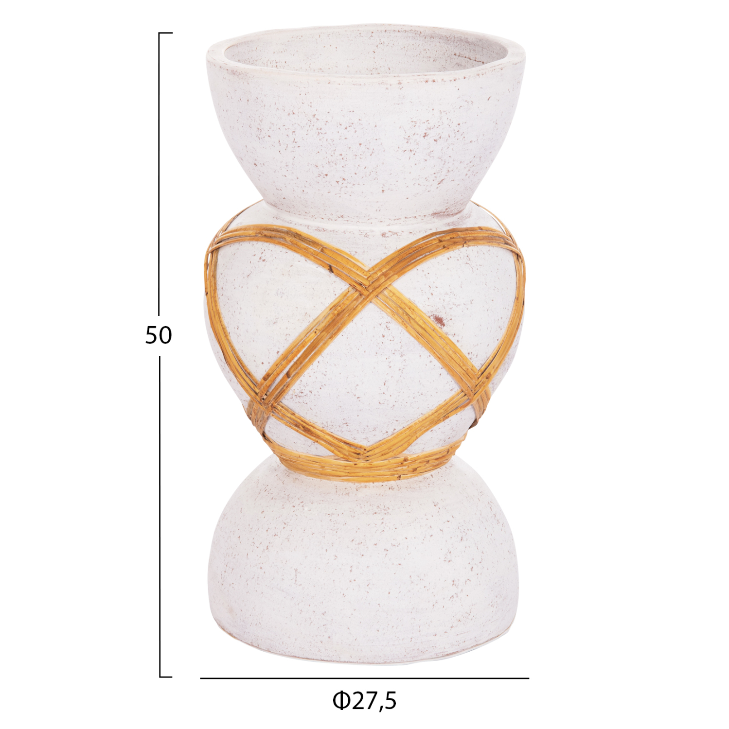 ΔΙΑΚΟΣΜΗΤΙΚΟ ΒΑΖΟ ΔΑΠΕΔΟΥ MAYNARD HM4672.02S TERRACOTTA ΛΕΥΚΟ--RATTAN Φ27.5x50Υεκ