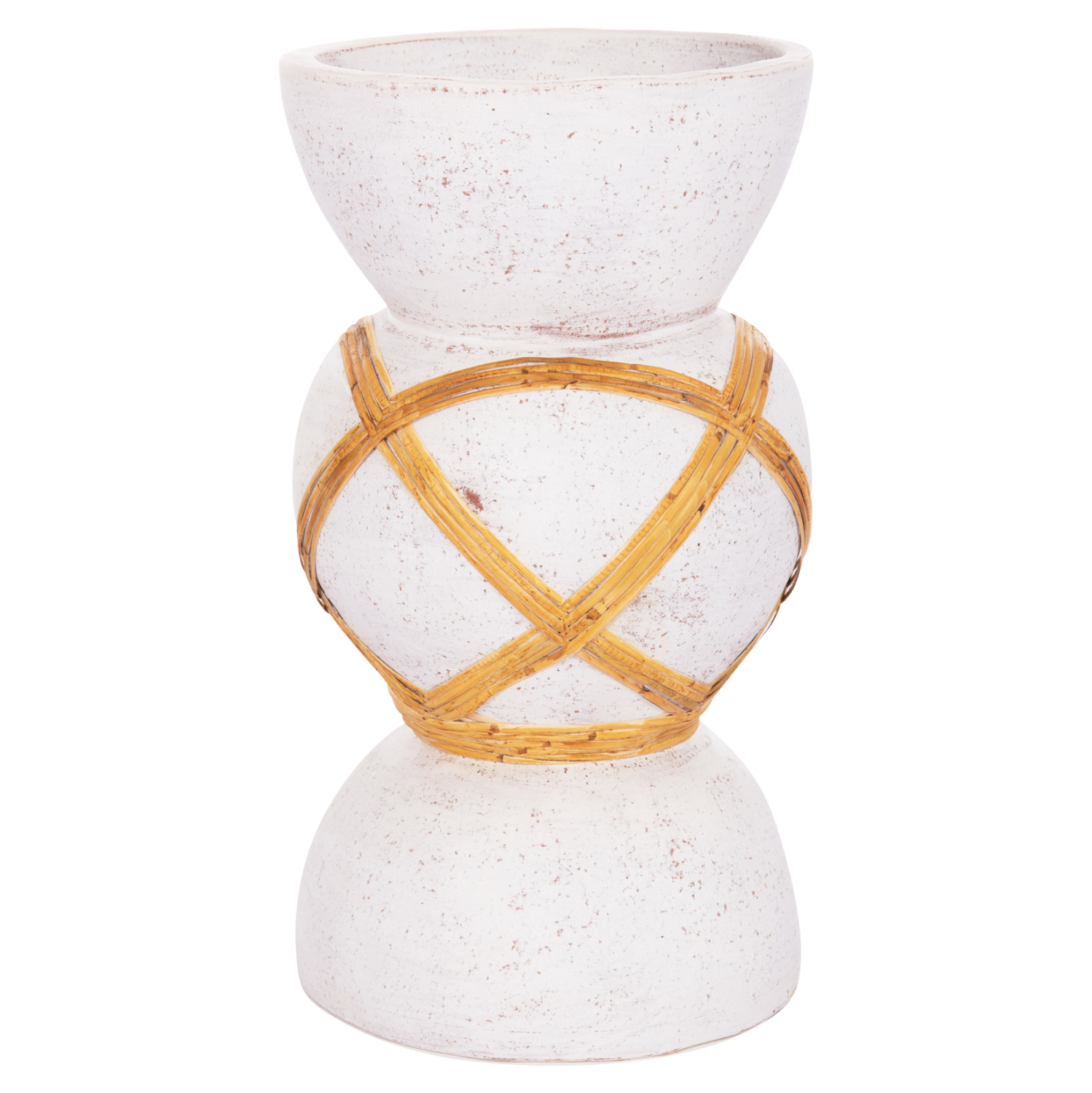 ΔΙΑΚΟΣΜΗΤΙΚΟ ΒΑΖΟ ΔΑΠΕΔΟΥ MAYNARD HM4672.02S TERRACOTTA ΛΕΥΚΟ--RATTAN Φ27.5x50Υεκ