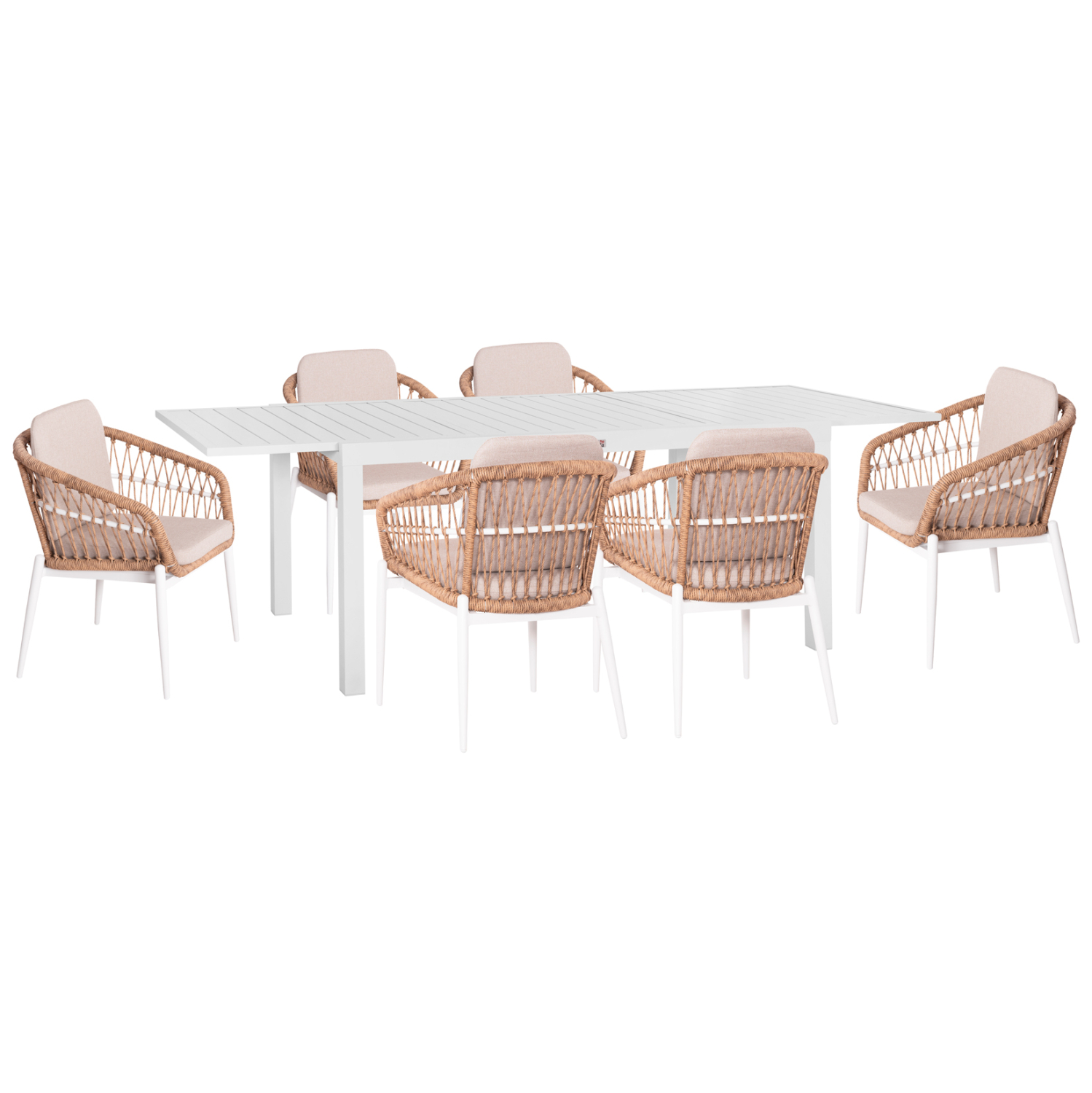 ΣΕΤ ΤΡΑΠΕΖΑΡΙΑΣ ΕΞ.ΧΩΡΟΥ 7ΤΜΧ KRUM HM21149 ΛΕΥΚΟ ΑΛΟΥΜΙΝΙΟ--P.E.RATTAN