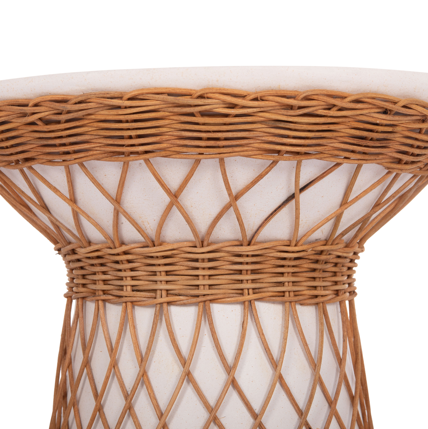 ΒΟΗΘΗΤΙΚΟ ΤΡΑΠΕΖΙ ΣΤΡΟΓΓΥΛΟ DELIA HM18167.02 FIBER CEMENT ΛΕΥΚΟ & RATTAN Φ40x45Υεκ