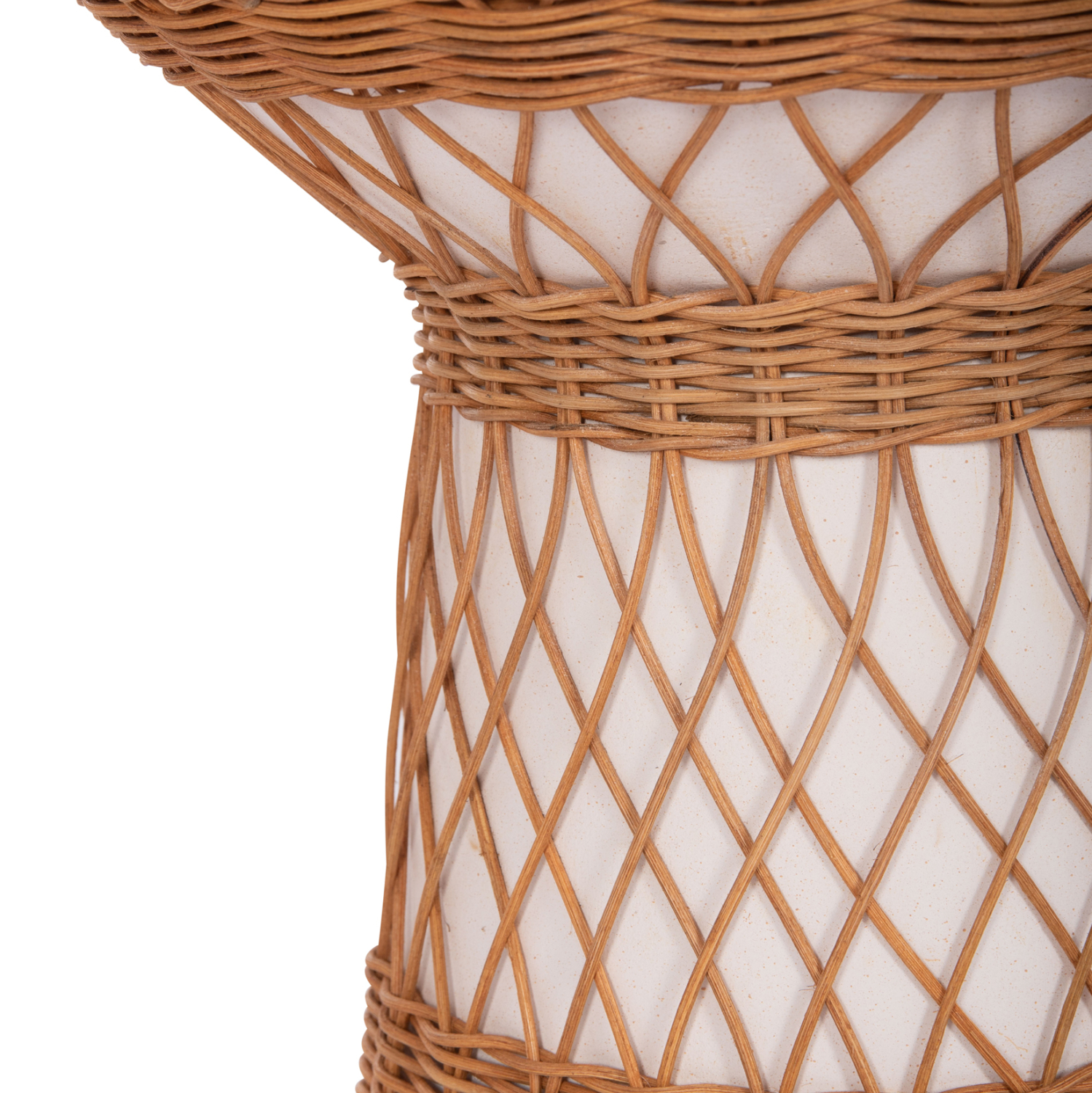 ΒΟΗΘΗΤΙΚΟ ΤΡΑΠΕΖΙ ΣΤΡΟΓΓΥΛΟ DELIA HM18167.02 FIBER CEMENT ΛΕΥΚΟ & RATTAN Φ40x45Υεκ