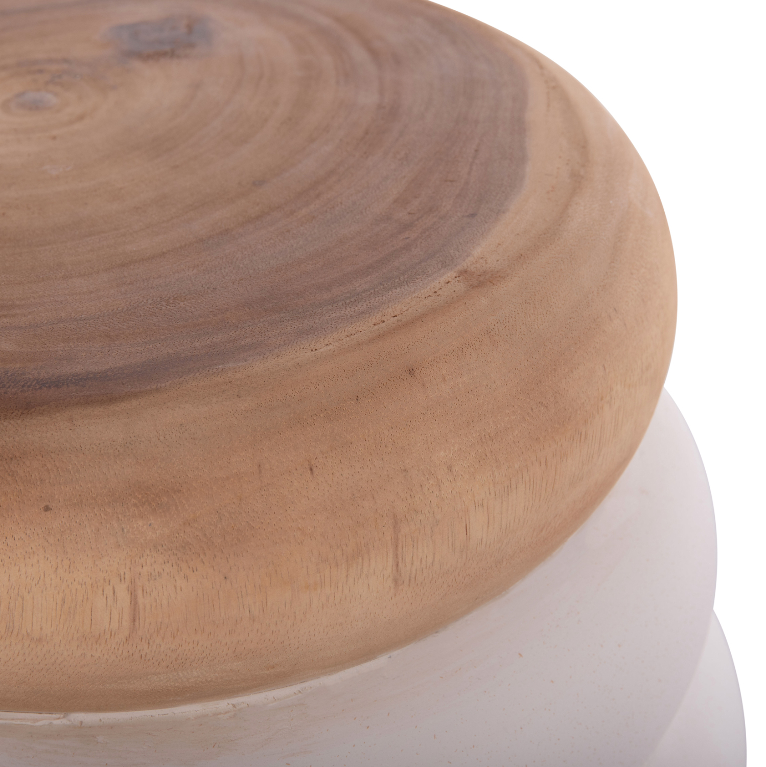 ΣΚΑΜΠΟ PUFFAT HM18172.02 FIBER CEMENT ΛΕΥΚΟ- ΞΥΛΟ TEAK TOP Φ45x46Υεκ.