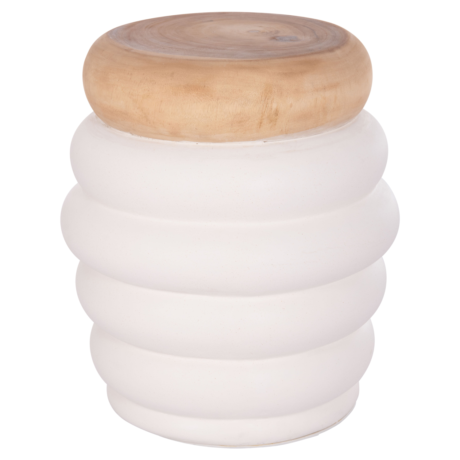 ΣΚΑΜΠΟ PUFFAT HM18172.02 FIBER CEMENT ΛΕΥΚΟ- ΞΥΛΟ TEAK TOP Φ45x46Υεκ.