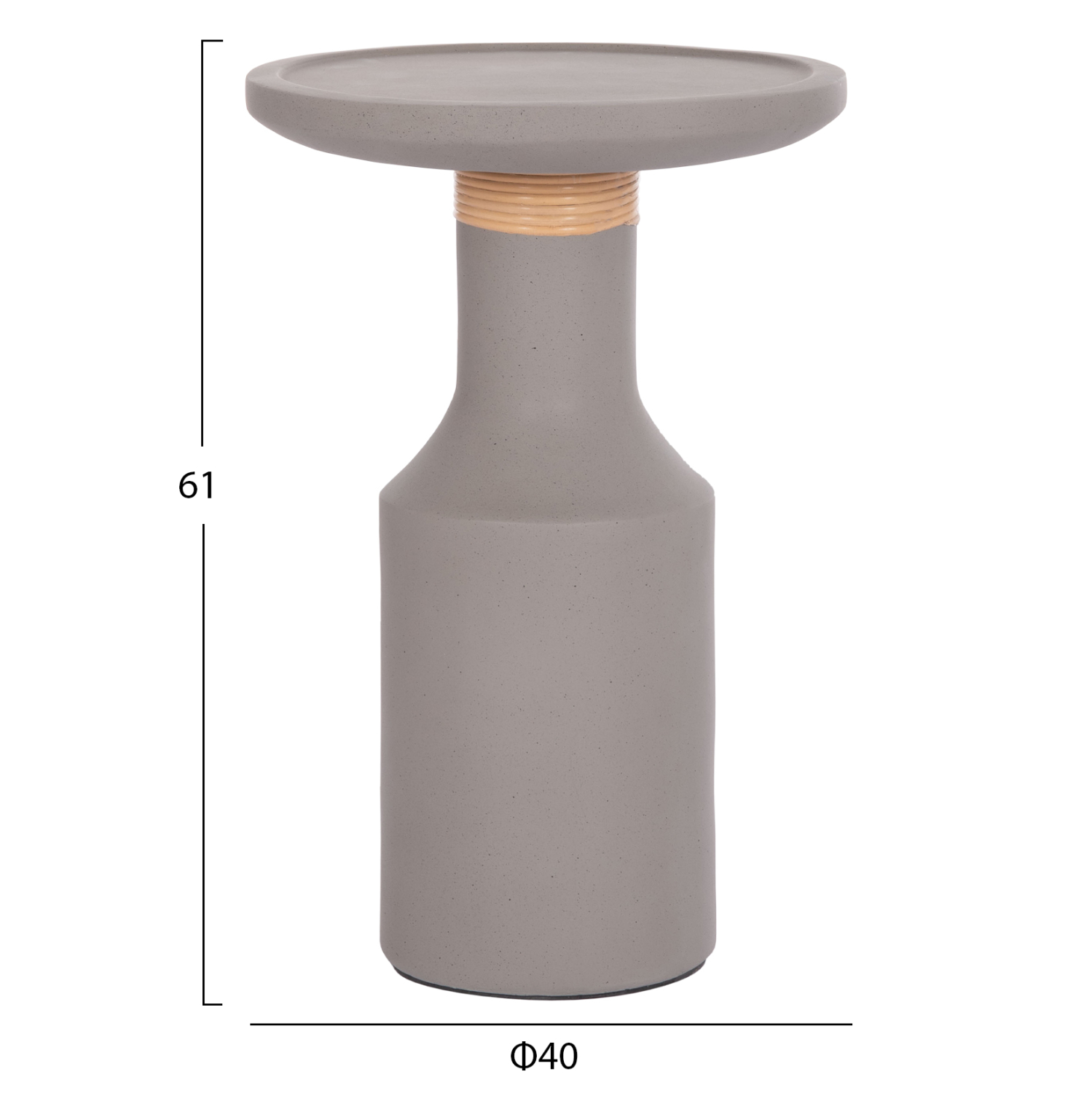 ΒΟΗΘΗΤΙΚΟ ΤΡΑΠΕΖΙ TRED(T) HM18169.03 FIBER CEMENT ΓΚΡΙ-ΦΥΣΙΚΟ RATTAN--Φ40x61Υεκ.