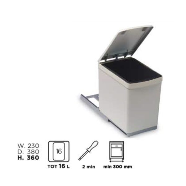 Gollinucci Κάδος Απορριμμάτων Πλαστικός Λευκός 16lt