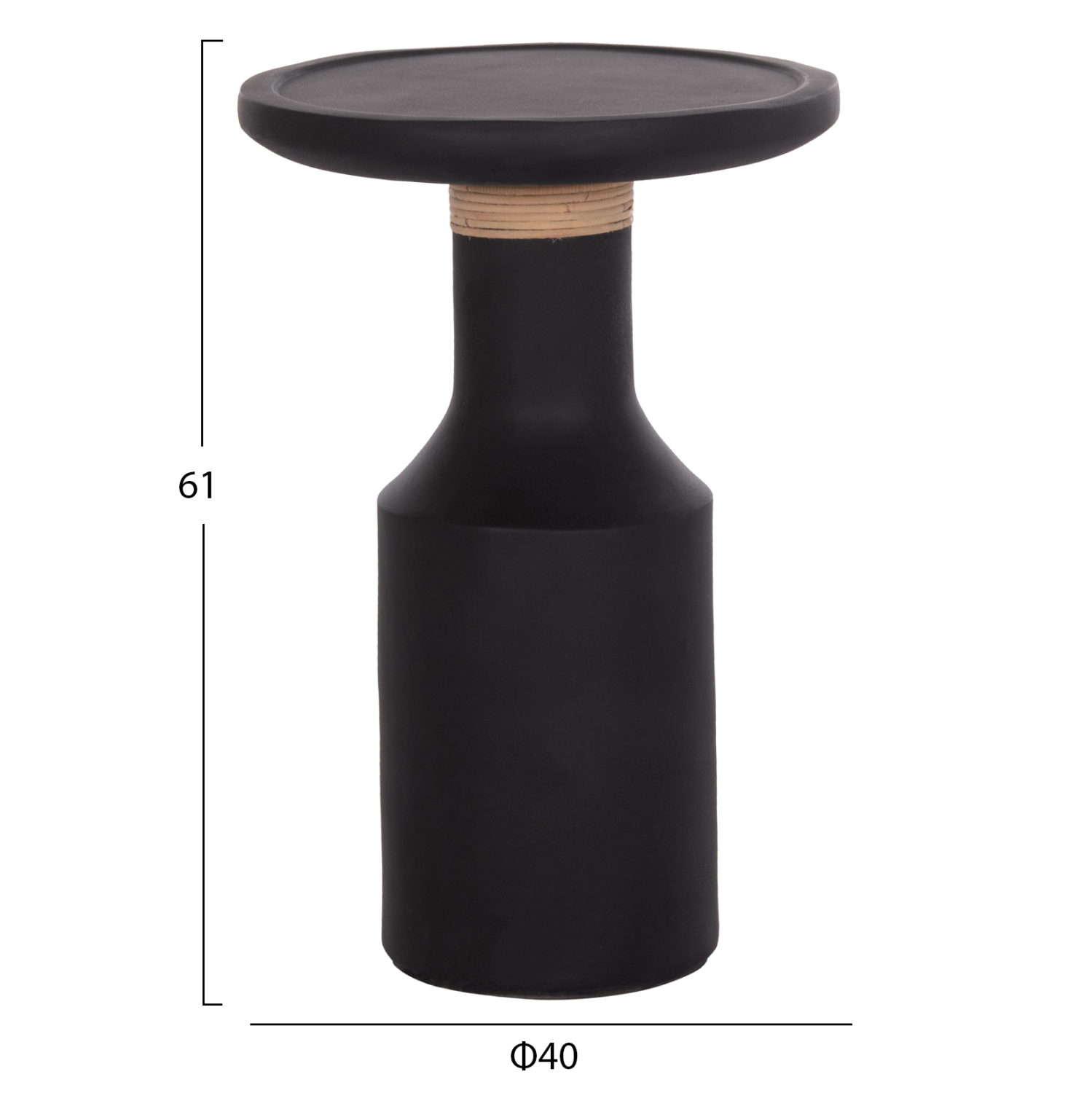 ΒΟΗΘΗΤΙΚΟ ΤΡΑΠΕΖΙ TRED(T) HM18169.01 FIBER CEMENT ΜΑΥΡΟ-ΦΥΣΙΚΟ RATTAN--Φ40x61Υεκ.