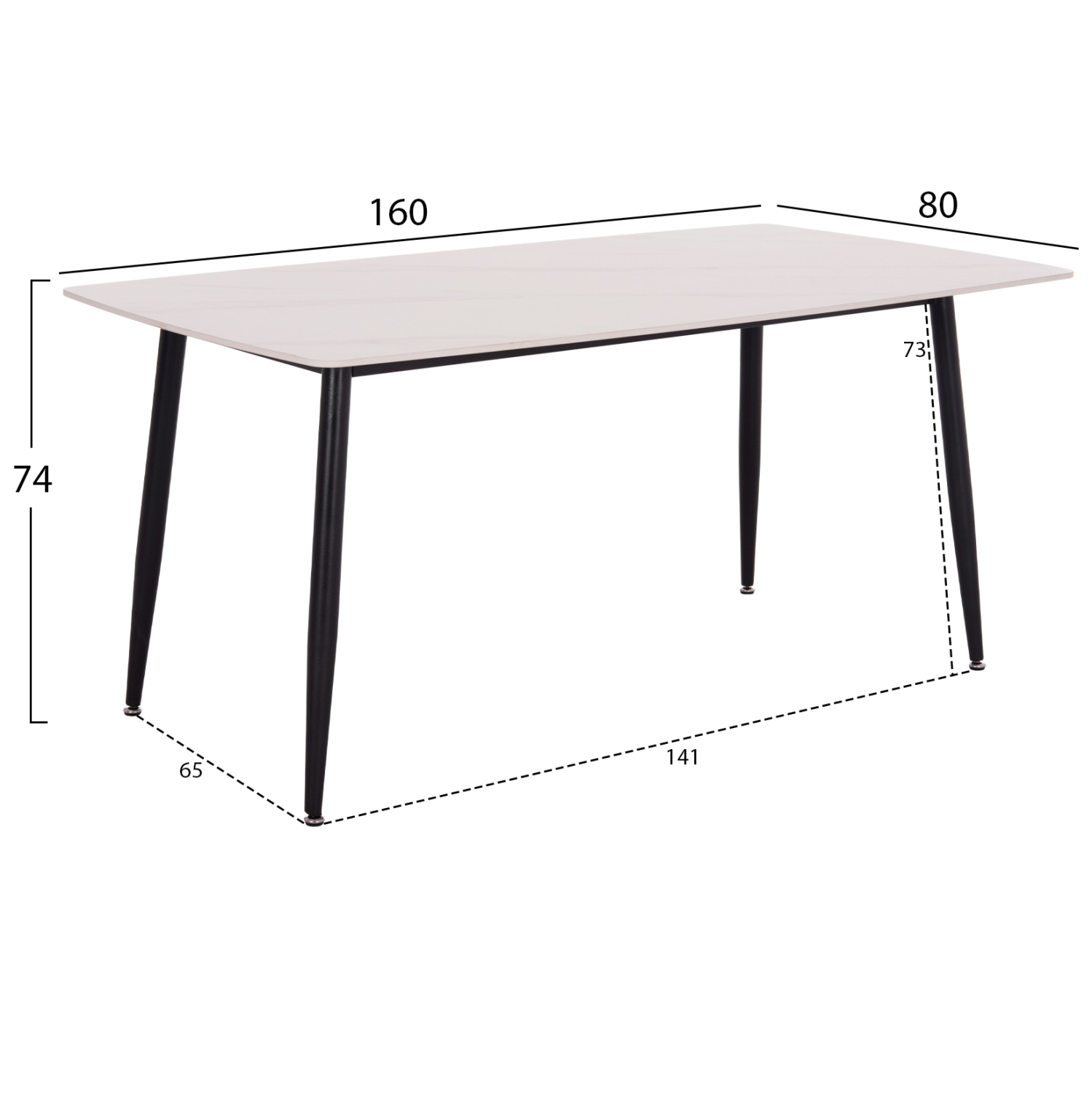 ΤΡΑΠΕΖΙ RAVEN HM18150.01 ΚΕΡΑΜΙΚΟ TOP ΜΕ ΟΨΗ ΛΕΥΚΟ ΜΑΡΜΑΡΟ 160x80x74Υεκ.