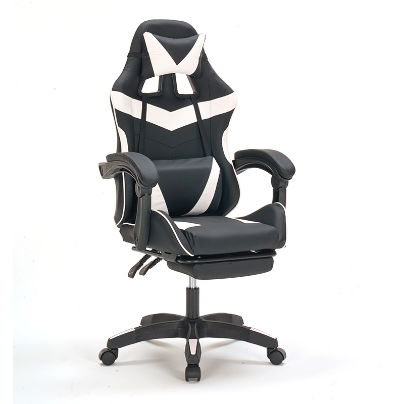 A9937 ΜΑΥΡΟ/ΛΕΥΚΟ PVC ΠΟΛΥΘΡΟΝΑ GAMING/ΜΕ ΥΠΟΠΟΔΙΟ 64X59X43-112/53-125εκ.