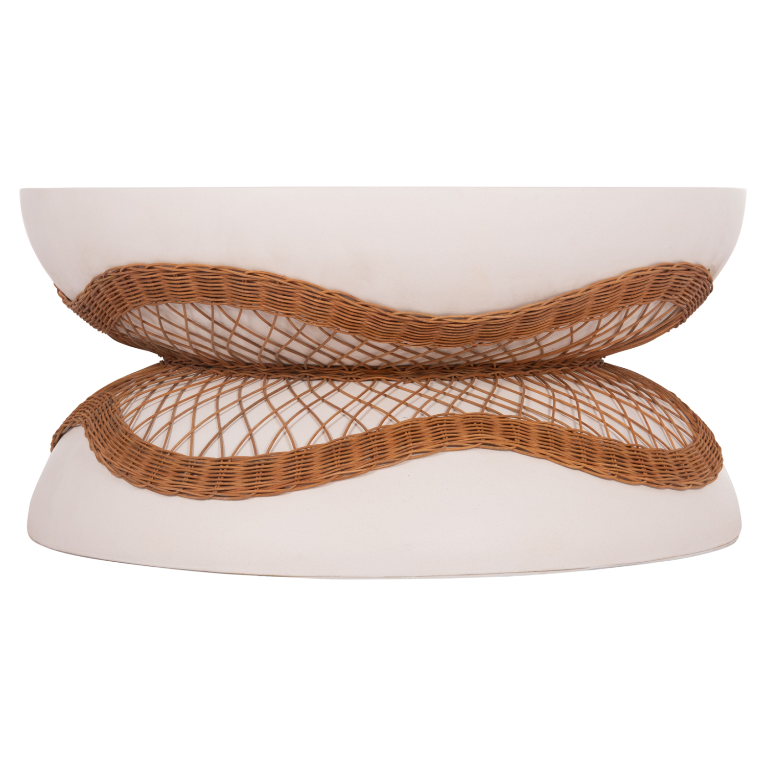 ΤΡΑΠΕΖΙ ΣΑΛΟΝΙΟΥ ANNA HM18157.02 FIBER CEMENT ΛΕΥΚΟ-ΦΥΣΙΚΟ RATTAN--Φ92x44.5Υεκ