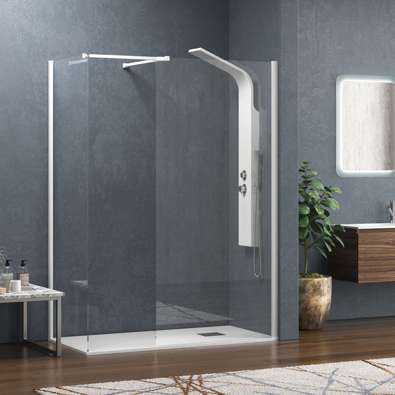 Σταθερά διαχωριστικά ντουζιέρας με διάφανο κρύσταλλο WALKIN 2 White KARAG 170x200cm