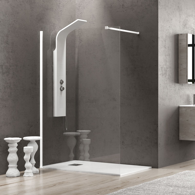 Σταθερό διαχωριστικό ντουζιέρας με διάφανο κρύσταλλο WALKIN 1 White KARAG 50x200cm