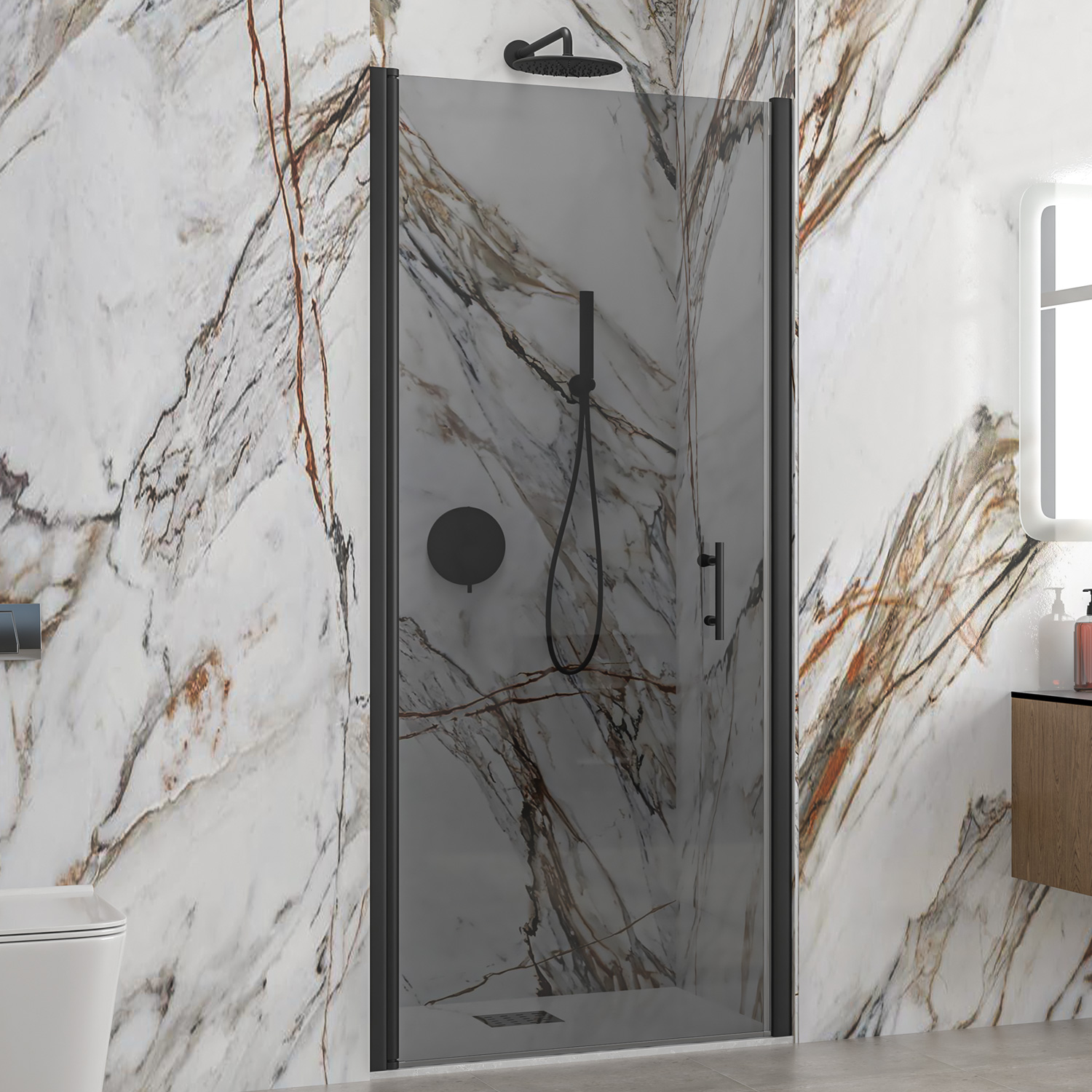 Καμπίνα από τοίχο σε τοίχο με fume κρύσταλλο S 28 ALTO PORTA Black KARAG 85x200cm