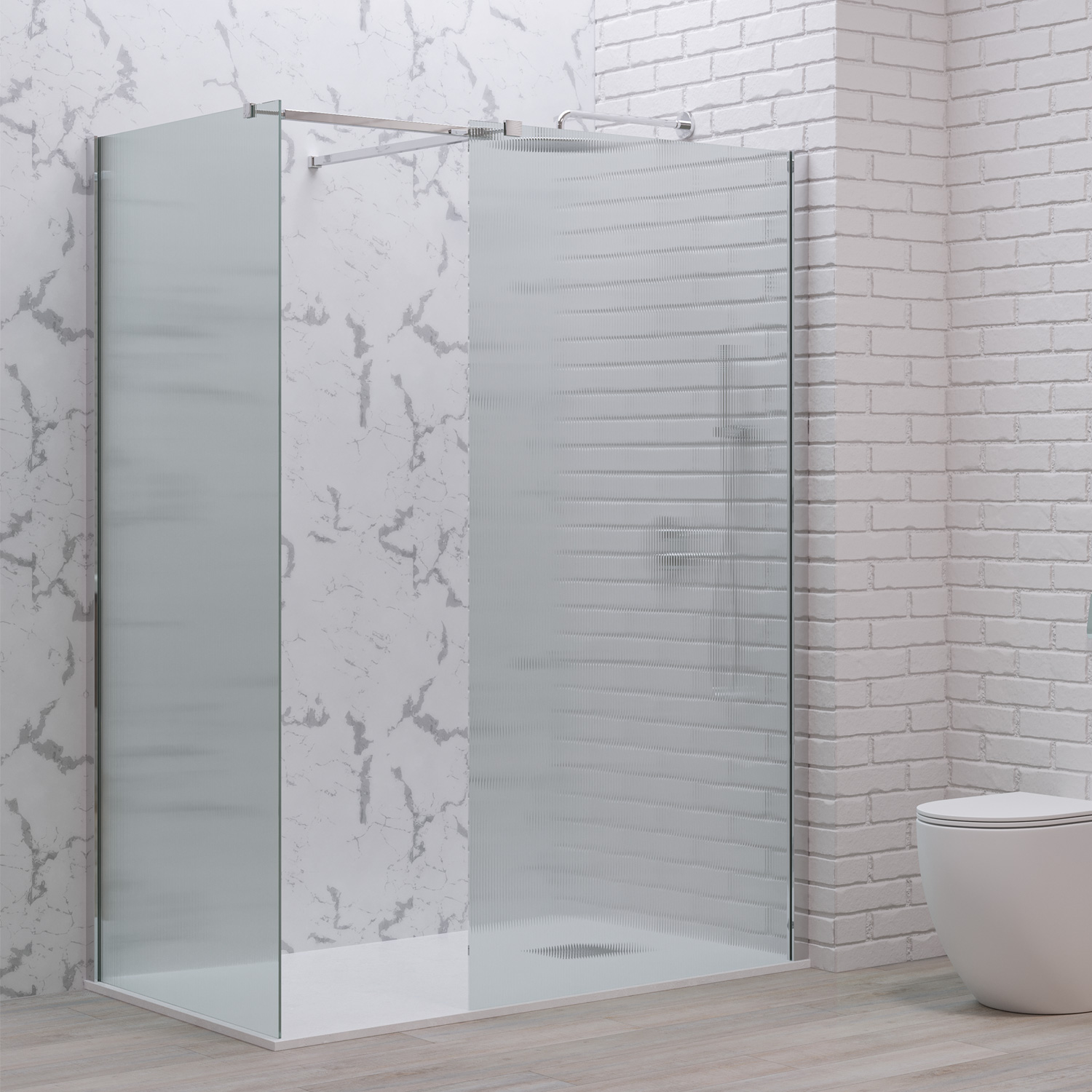 Σταθερά διαχωριστικά ντουζιέρας με flute κρύσταλλο WALKIN 2 Cromo KARAG 140x200cm