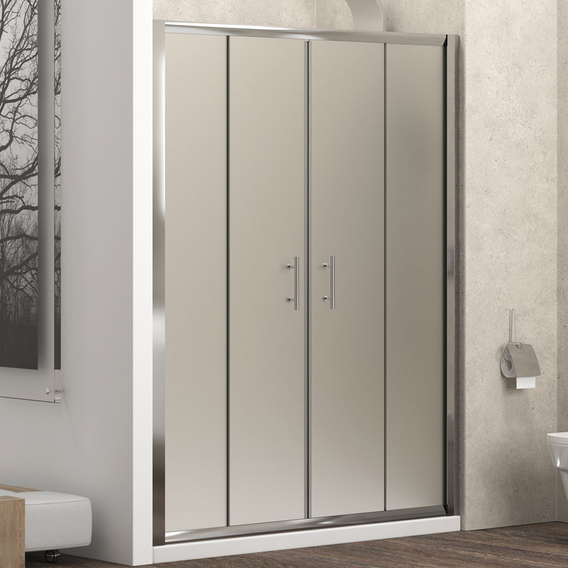 Καμπίνα από τοίχο σε τοίχο με σατινέ κρύσταλλο FLORA 600 Cromo KARAG 200x190cm