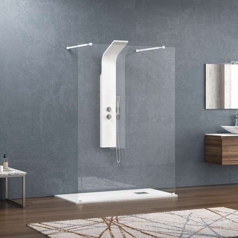 Σταθερό διαχωριστικό ντουζιέρας με διάφανο κρύσταλλο WALKIN 3 White KARAG 158x200cm