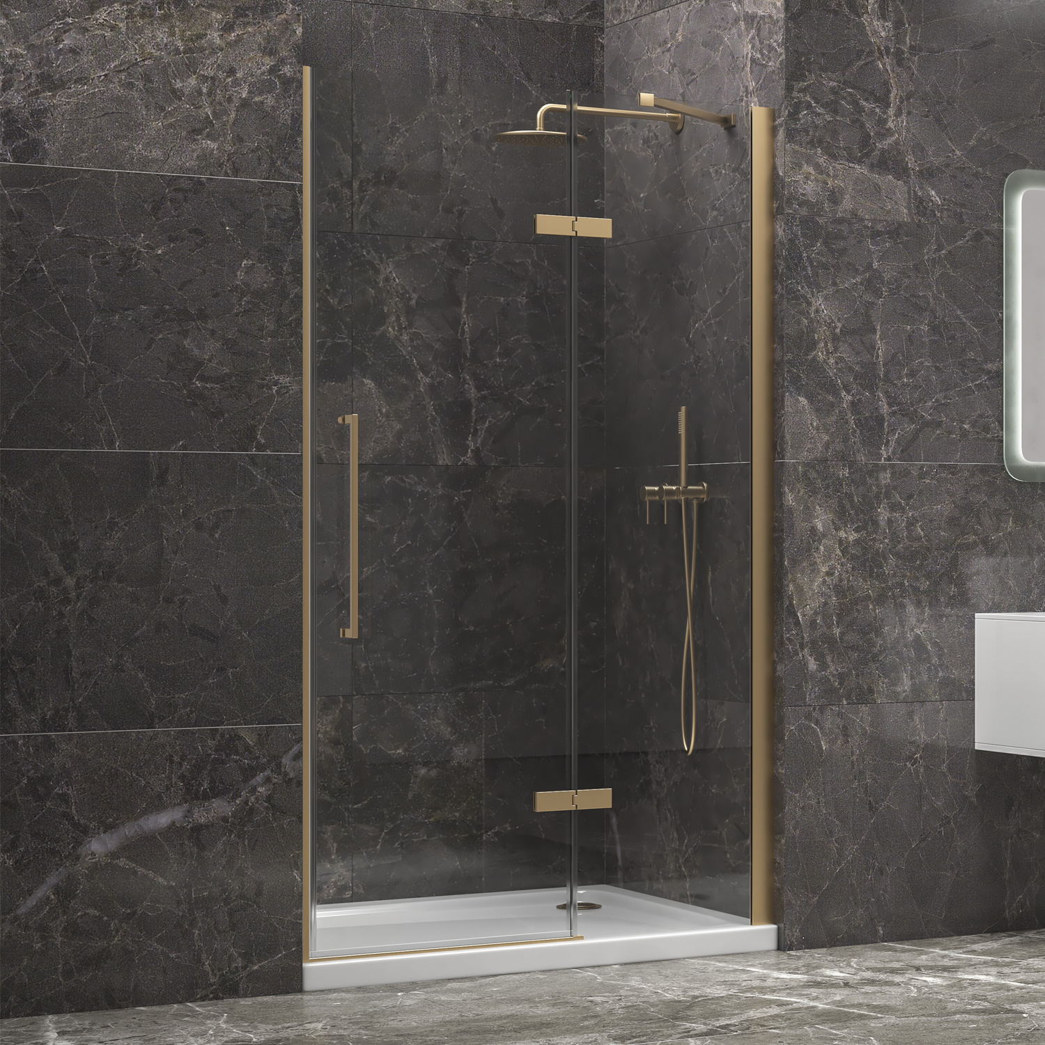 Καμπίνα από τοίχο σε τοίχο με διάφανο κρύσταλλο TINOS 400 Gold KARAG 120x200cm