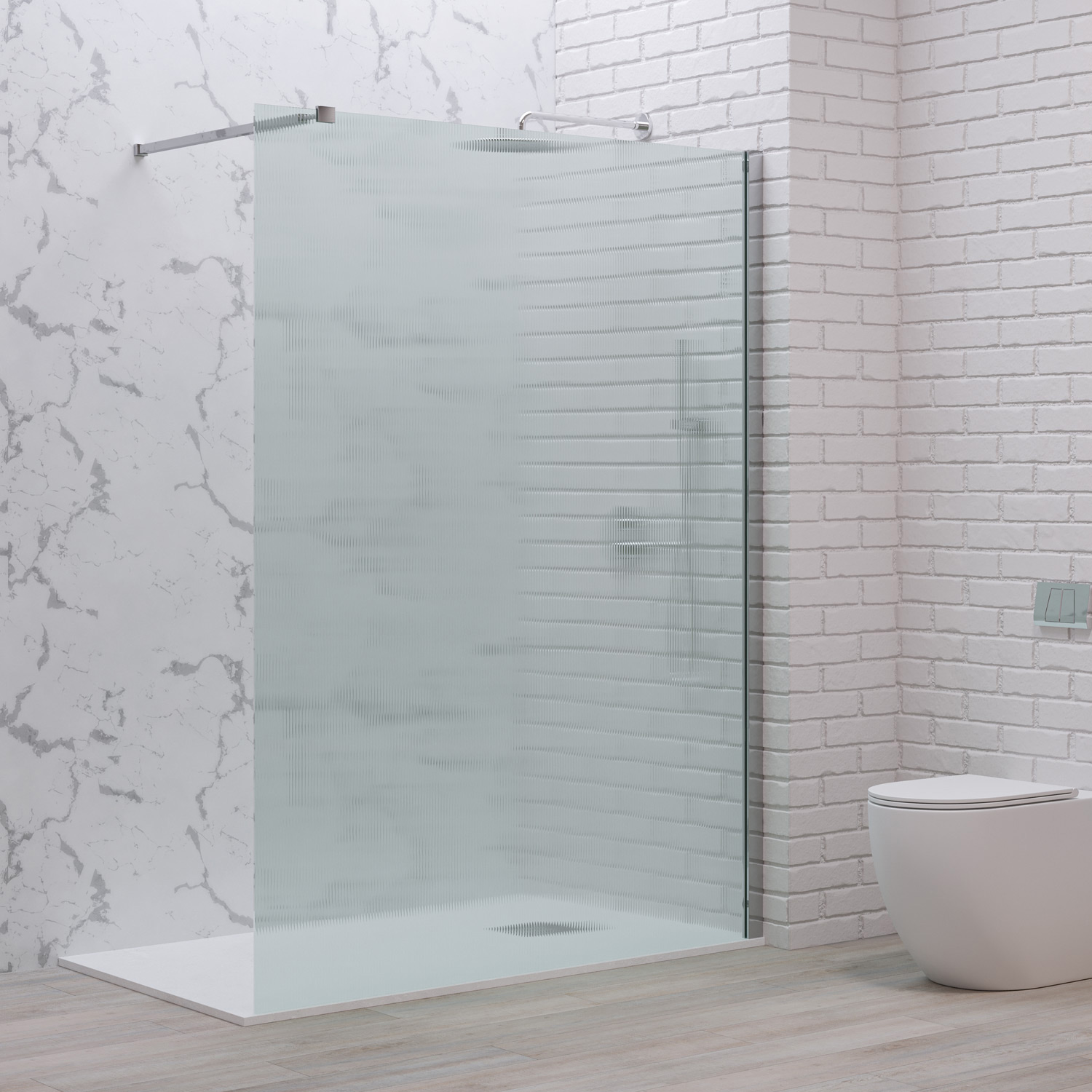 Σταθερό διαχωριστικό ντουζιέρας με flute κρύσταλλο WALKIN 1 Cromo KARAG 90x200cm